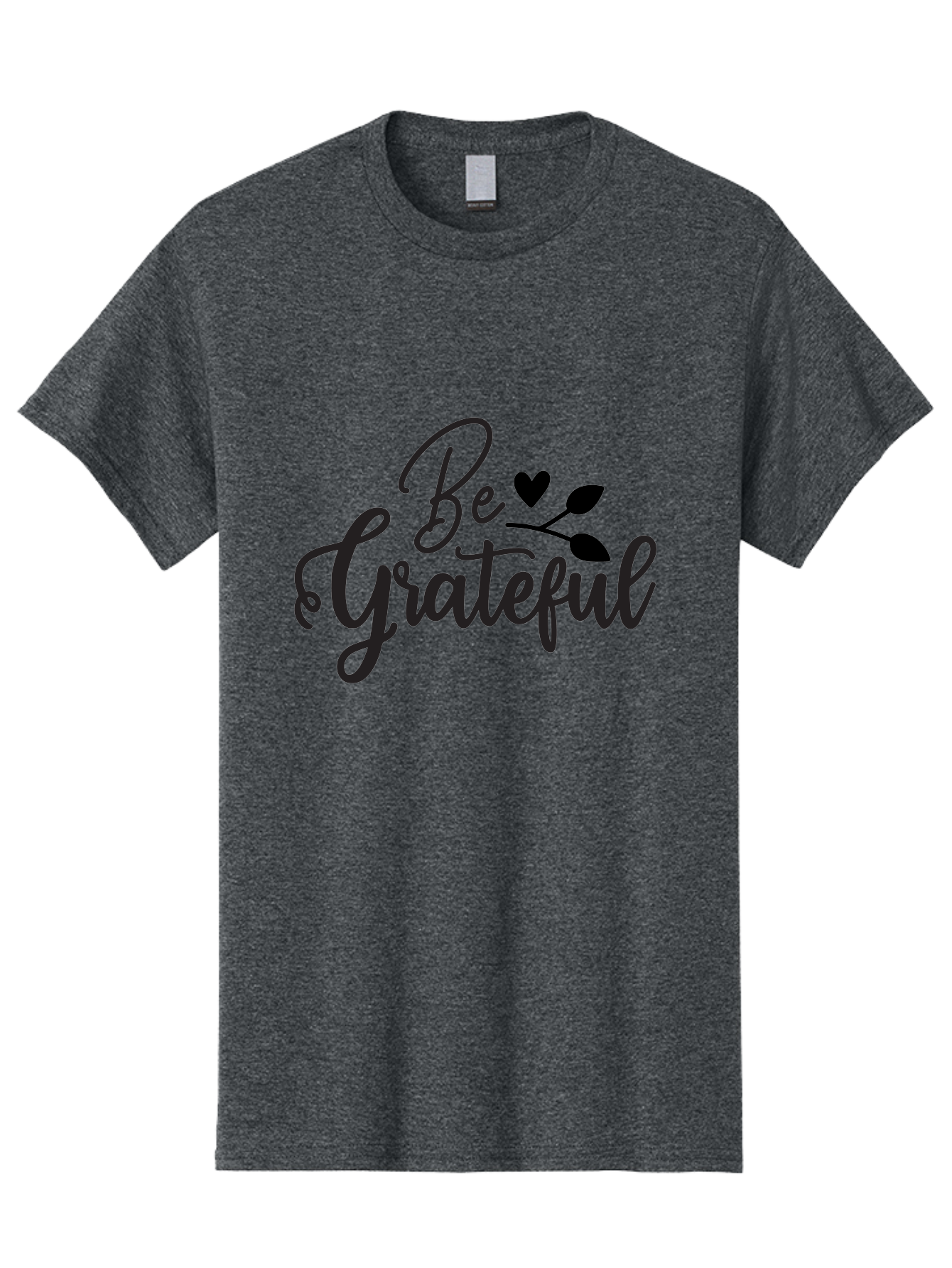 Be-Grateful Men'S Graphic Tee, 100% Cotton, Comfortable Casual Summer Wear, Machine Washable, Inspirational Quote, Motivational Phrase, Positive Affirmation, Heart Symbol, Leaf Design, Gratitude Message, Black Lettering, Be Grateful Aab564