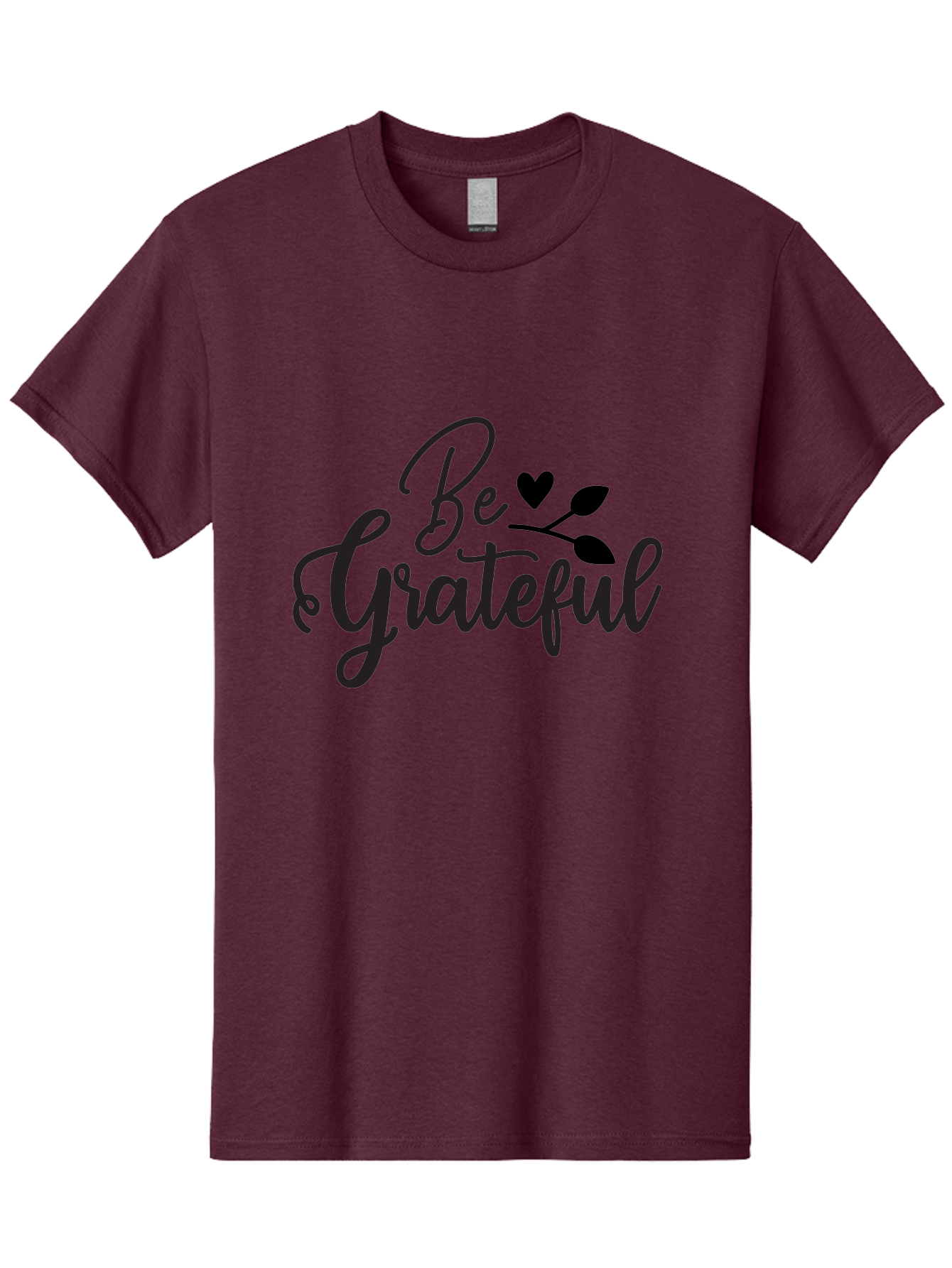 Be-Grateful Men'S Graphic Tee, 100% Cotton, Comfortable Casual Summer Wear, Machine Washable, Inspirational Quote, Motivational Phrase, Positive Affirmation, Heart Symbol, Leaf Design, Gratitude Message, Black Lettering, Be Grateful Aab564