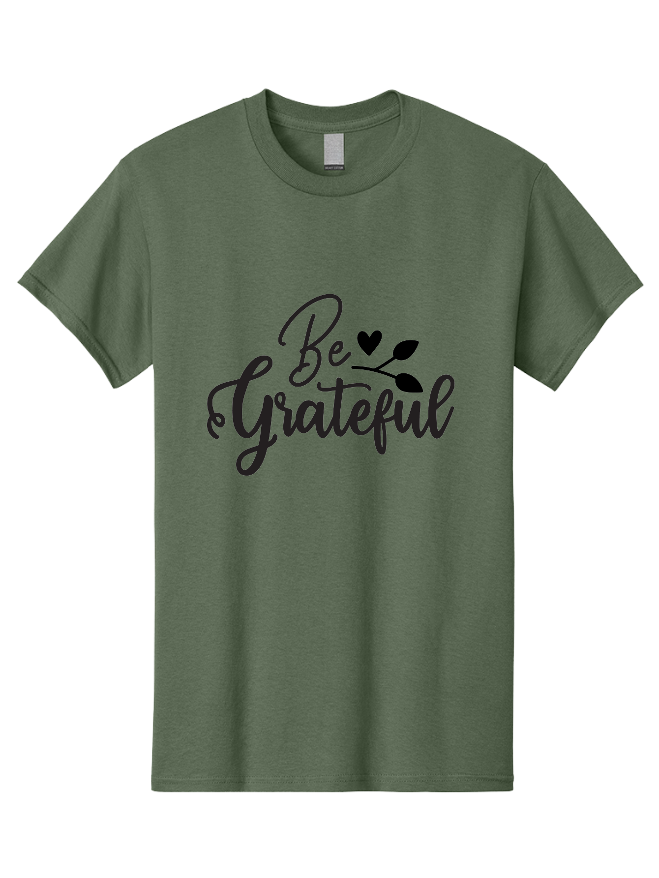 Be-Grateful Men'S Graphic Tee, 100% Cotton, Comfortable Casual Summer Wear, Machine Washable, Inspirational Quote, Motivational Phrase, Positive Affirmation, Heart Symbol, Leaf Design, Gratitude Message, Black Lettering, Be Grateful Aab564