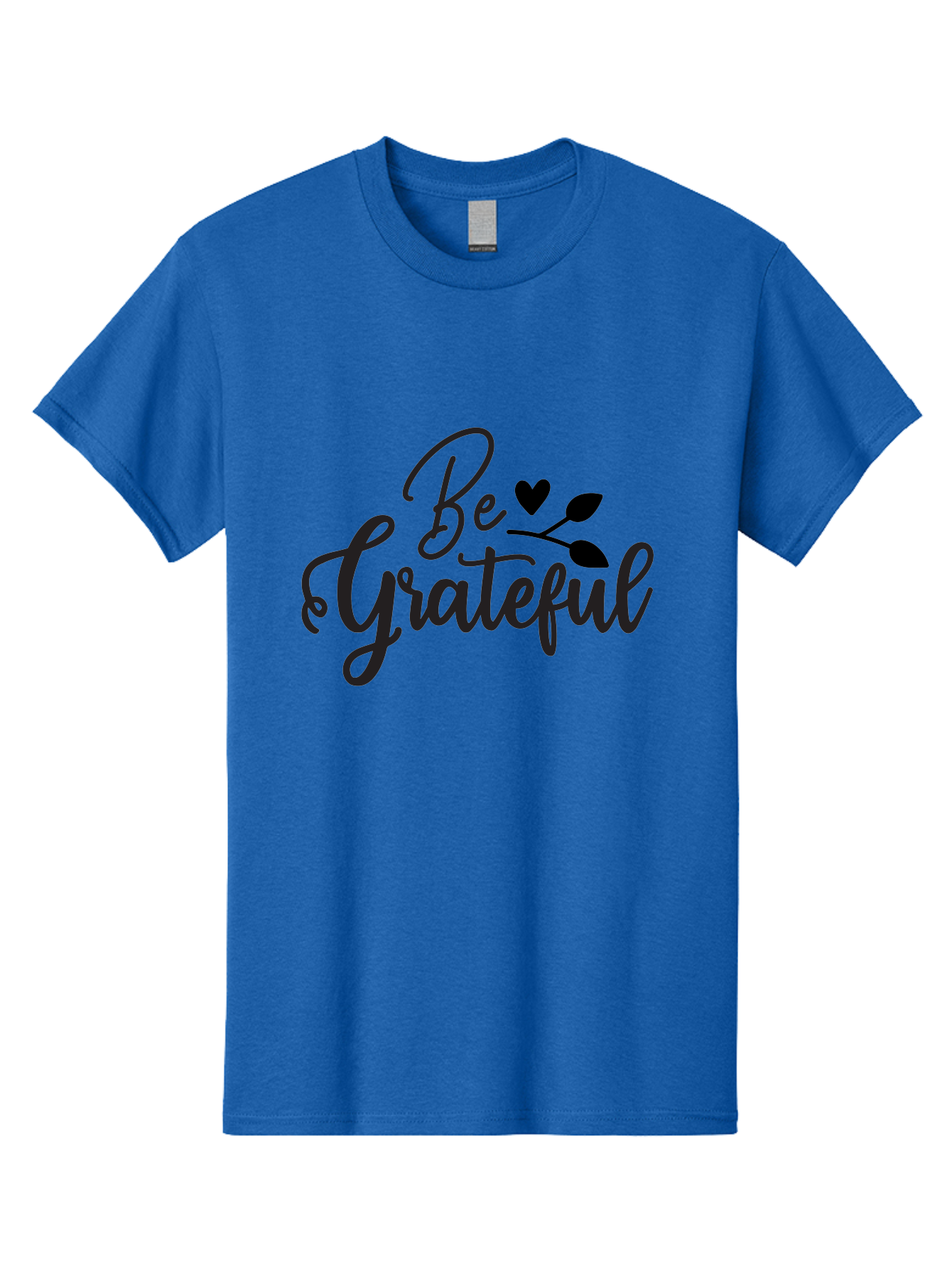 Be-Grateful Men'S Graphic Tee, 100% Cotton, Comfortable Casual Summer Wear, Machine Washable, Inspirational Quote, Motivational Phrase, Positive Affirmation, Heart Symbol, Leaf Design, Gratitude Message, Black Lettering, Be Grateful Aab564