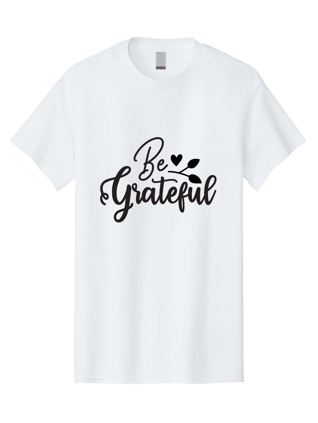 Be-Grateful Men'S Graphic Tee, 100% Cotton, Comfortable Casual Summer Wear, Machine Washable, Inspirational Quote, Motivational Phrase, Positive Affirmation, Heart Symbol, Leaf Design, Gratitude Message, Black Lettering, Be Grateful Aab564