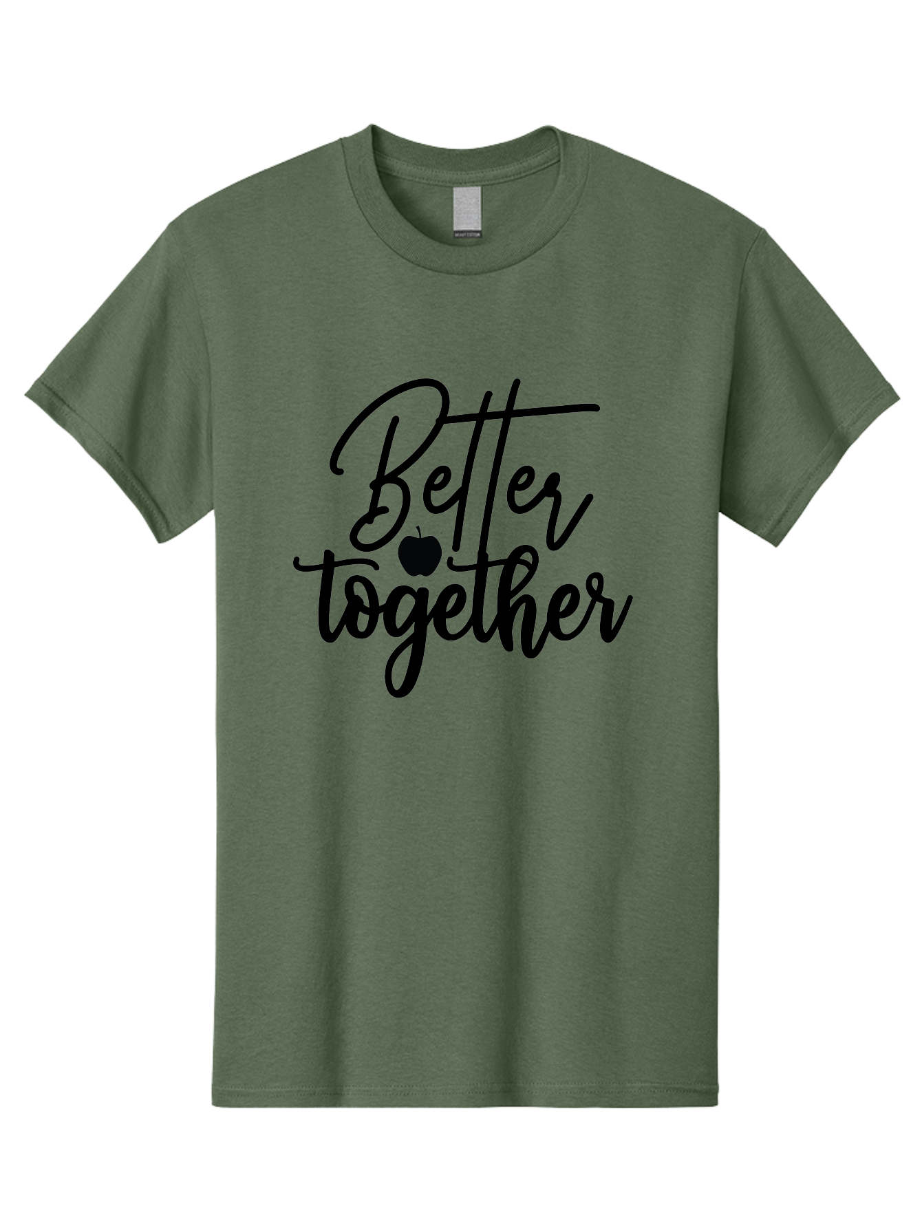 Better-Together Men'S Graphic Tee, 100% Cotton, Comfortable Casual Summer Wear, Machine Washable, Better Together, Inspirational Quote, Apple Symbol, Teamwork, Unity, Motivational Phrase, Cursive Text, Black Font, Educational Theme Aab565