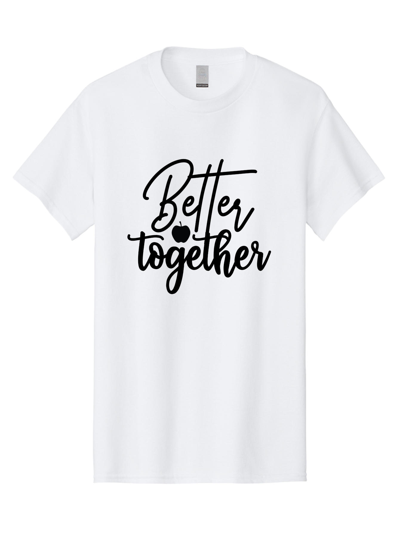 Better-Together Men'S Graphic Tee, 100% Cotton, Comfortable Casual Summer Wear, Machine Washable, Better Together, Inspirational Quote, Apple Symbol, Teamwork, Unity, Motivational Phrase, Cursive Text, Black Font, Educational Theme Aab565