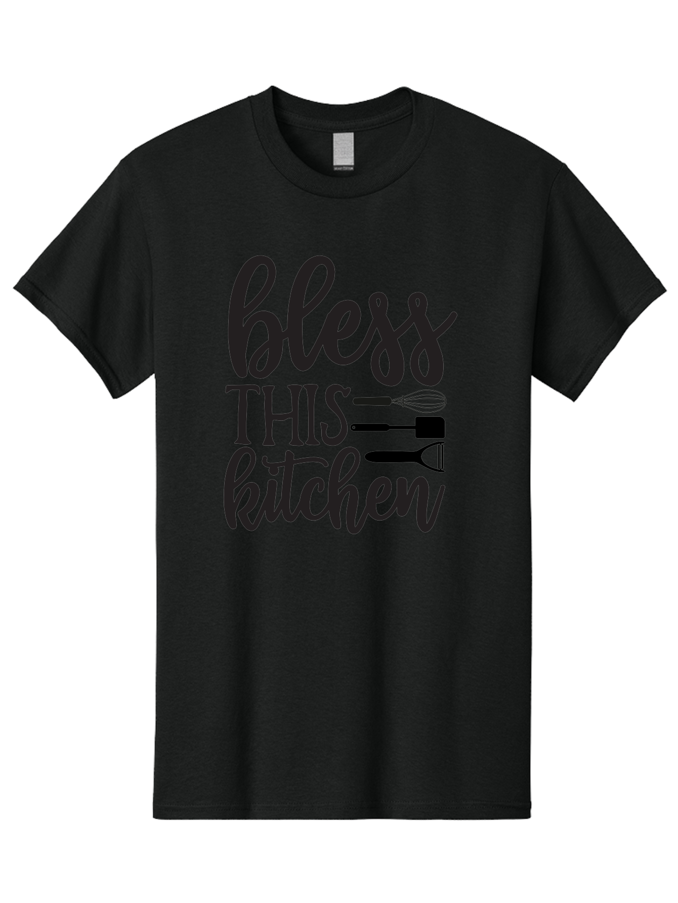 Bless-This-Kitchen Men'S Graphic Tee, 100% Cotton, Comfortable Casual Summer Wear, Machine Washable, Kitchen Decor, Cooking Inspiration, Home Blessing, Kitchen Utensils, Cooking Love, Kitchen Decoration, Kitchenware, Whisk, Spatula, Aab566