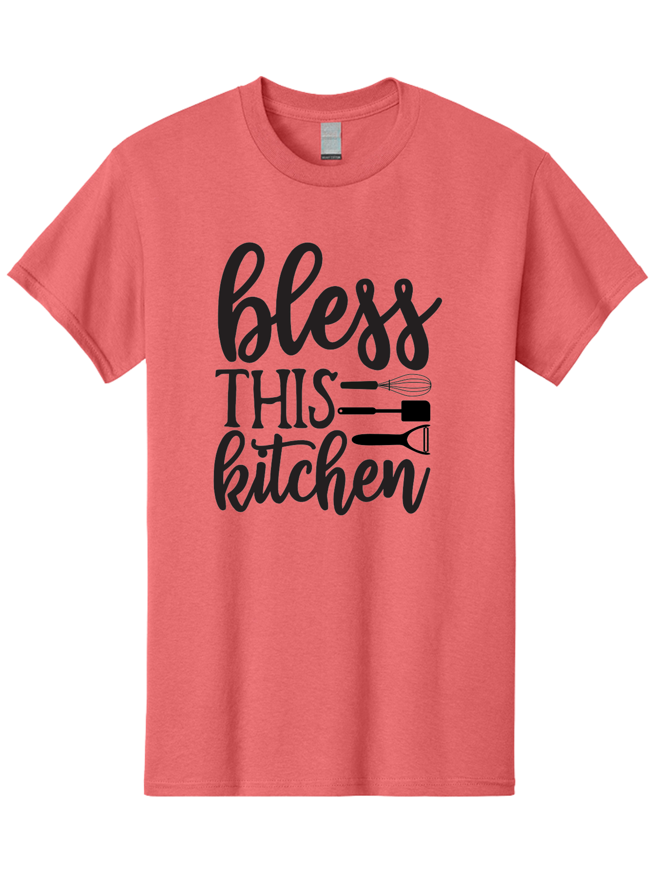 Bless-This-Kitchen Men'S Graphic Tee, 100% Cotton, Comfortable Casual Summer Wear, Machine Washable, Kitchen Decor, Cooking Inspiration, Home Blessing, Kitchen Utensils, Cooking Love, Kitchen Decoration, Kitchenware, Whisk, Spatula, Aab566