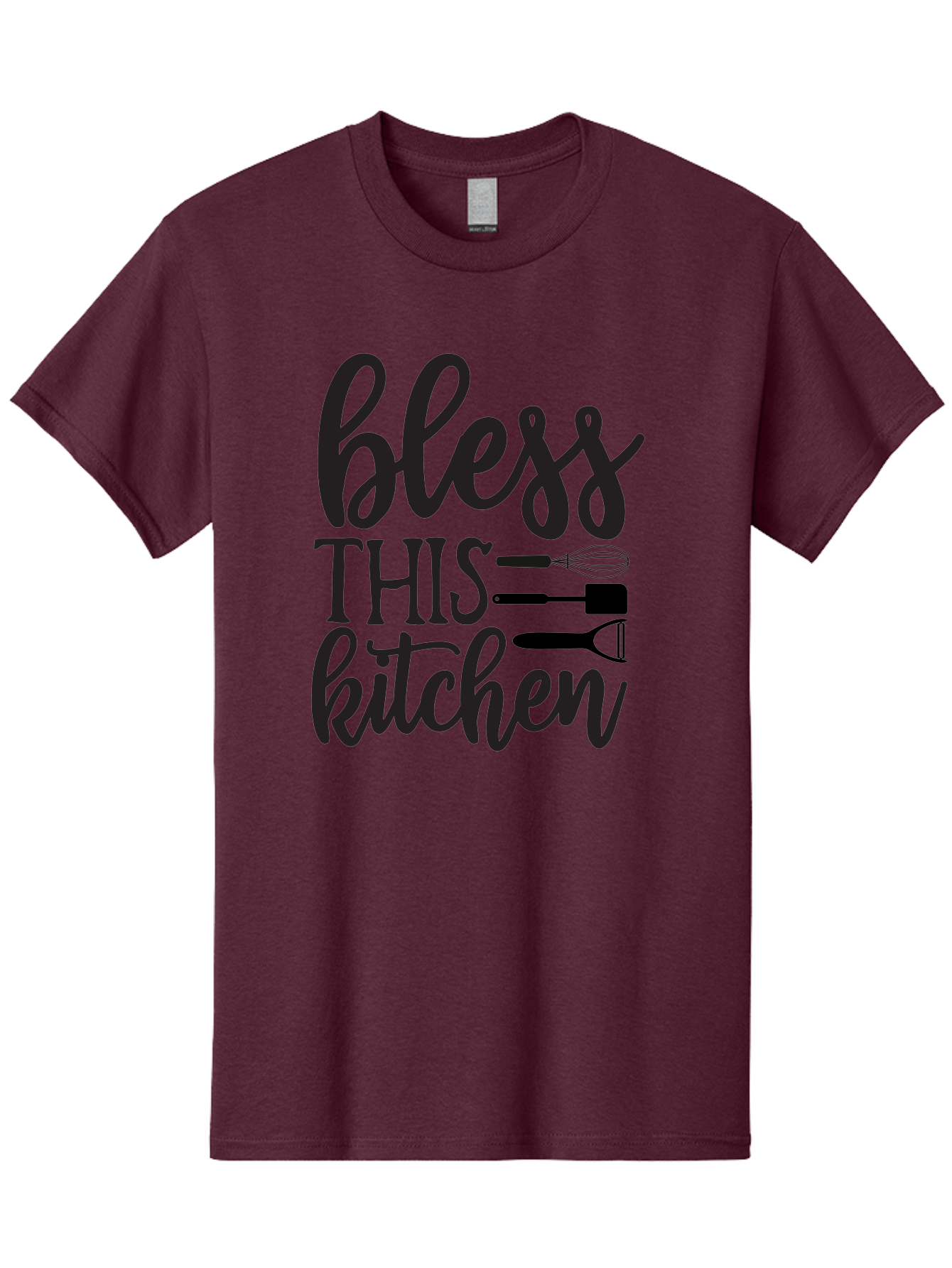 Bless-This-Kitchen Men'S Graphic Tee, 100% Cotton, Comfortable Casual Summer Wear, Machine Washable, Kitchen Decor, Cooking Inspiration, Home Blessing, Kitchen Utensils, Cooking Love, Kitchen Decoration, Kitchenware, Whisk, Spatula, Aab566