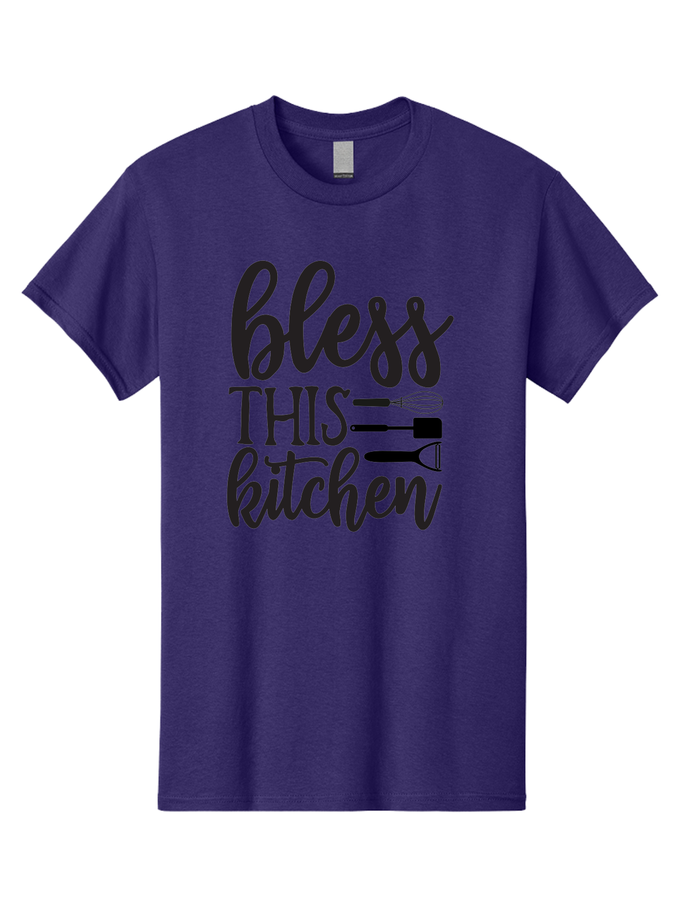 Bless-This-Kitchen Men'S Graphic Tee, 100% Cotton, Comfortable Casual Summer Wear, Machine Washable, Kitchen Decor, Cooking Inspiration, Home Blessing, Kitchen Utensils, Cooking Love, Kitchen Decoration, Kitchenware, Whisk, Spatula, Aab566