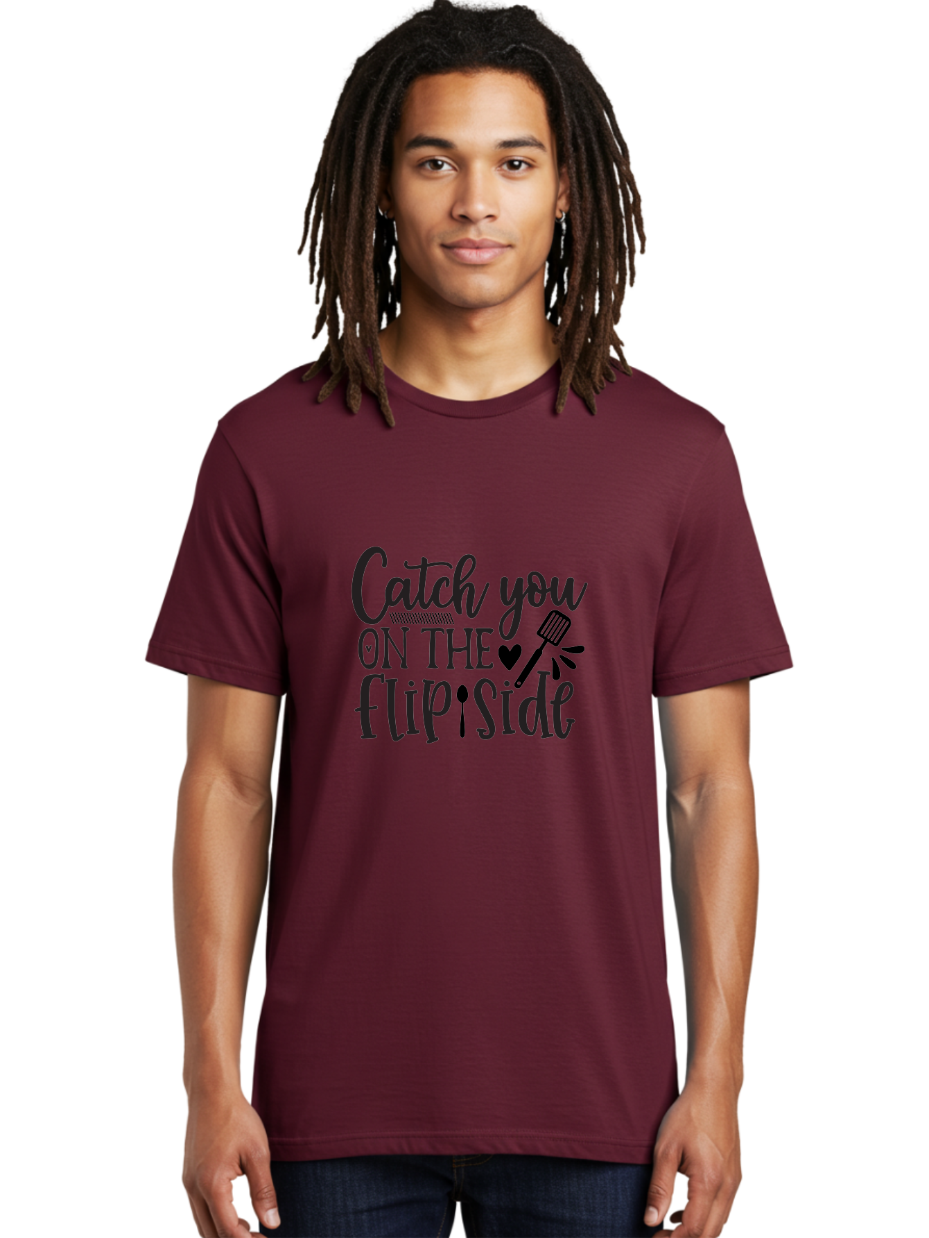 Catch-You-On-The-Flip-Side Men'S Graphic Tee, 100% Cotton, Comfortable Casual Summer Wear, Machine Washable, Funny Quote, Kitchen Humor, Barbecue Pun, Grill Master, Cooking Love, Playful Design, Witty Slogan, Cute Graphics, Kitchen Decor Aab569
