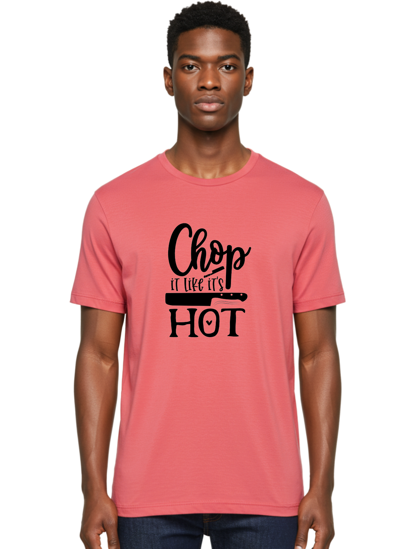 Chop-It-Like-It-S-Hot Men'S Graphic Tee, 100% Cotton, Comfortable Casual Summer Wear, Machine Washable, Funny Kitchen Quote, Chef Knife, Cooking Humor, Kitchen Decor, Culinary Art, Chef Jokes, Kitchen Inspiration Aab570