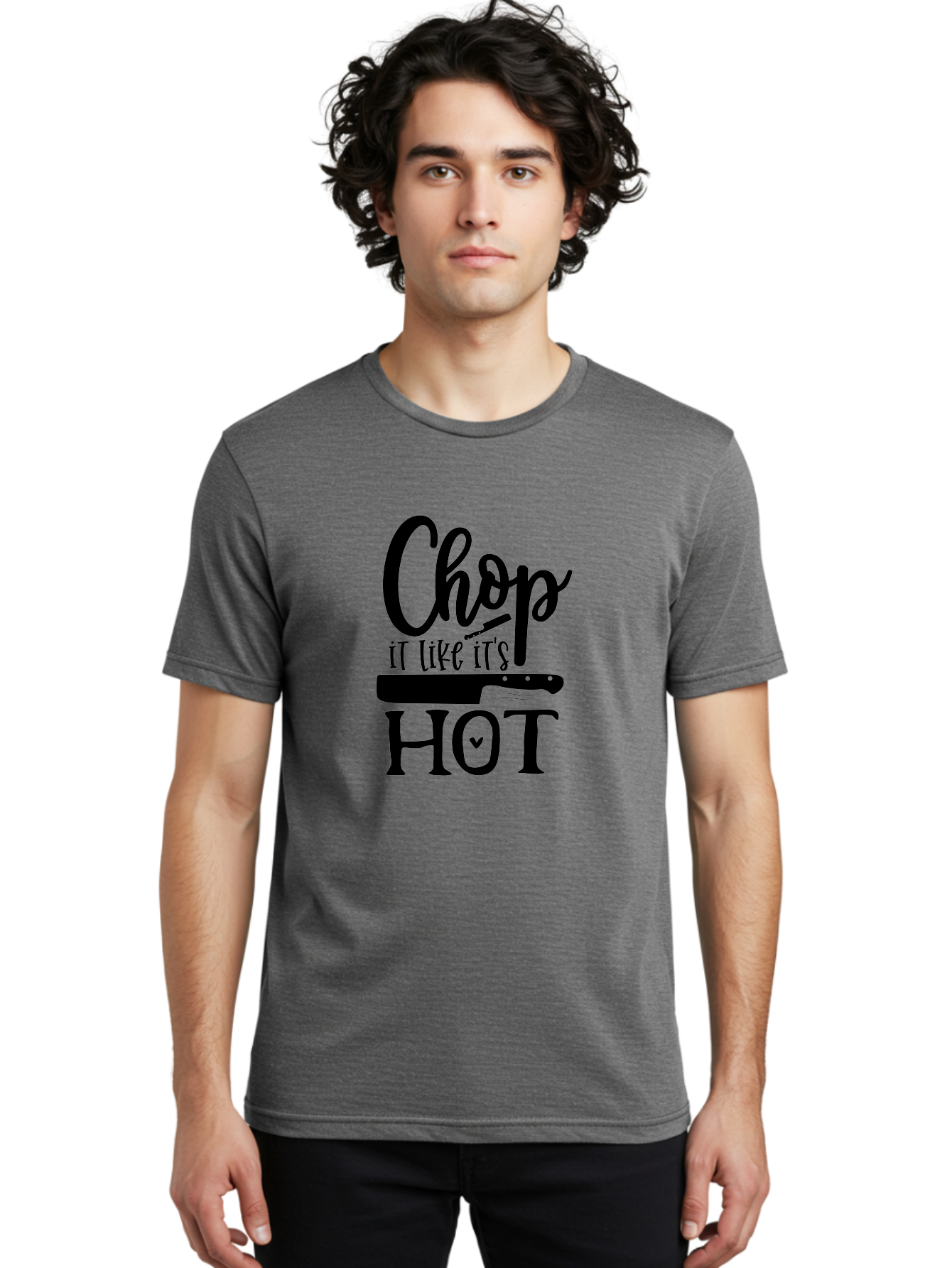 Chop-It-Like-It-S-Hot Men'S Graphic Tee, 100% Cotton, Comfortable Casual Summer Wear, Machine Washable, Funny Kitchen Quote, Chef Knife, Cooking Humor, Kitchen Decor, Culinary Art, Chef Jokes, Kitchen Inspiration Aab570