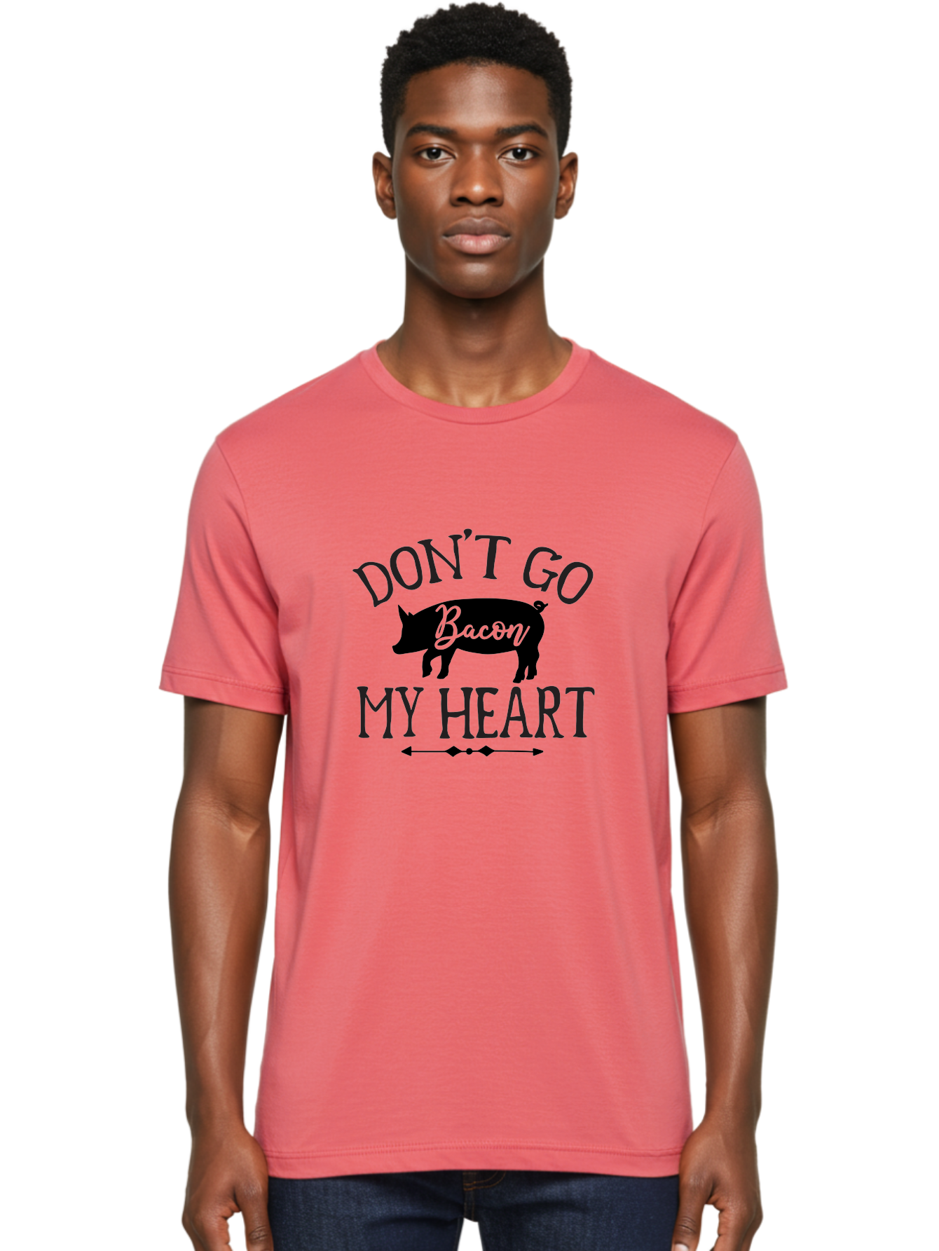 Don-T-Go-Bacon-My-Heart Men'S Graphic Tee, 100% Cotton, Comfortable Casual Summer Wear, Machine Washable, Funny Pig Quote, Bacon Love, Heart Pig, Pig Pun, Bacon Humor, Cute Pig Design, Pig Phrase, Bacon Phrase, Heartwarming Pig, Aab572