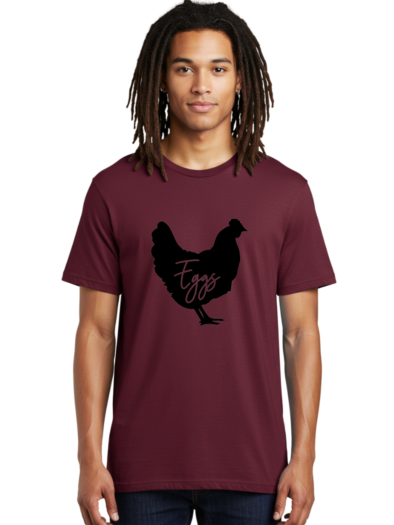 Eggs Men'S Graphic Tee, 100% Cotton, Comfortable Casual Summer Wear, Machine Washable, Black Chicken Silhouette, Egg Production Logo, Poultry Farm Graphics, Chicken Illustration, Eggs Text Overlay, Farm Fresh Eggs, Simple Design Elements, Aab573