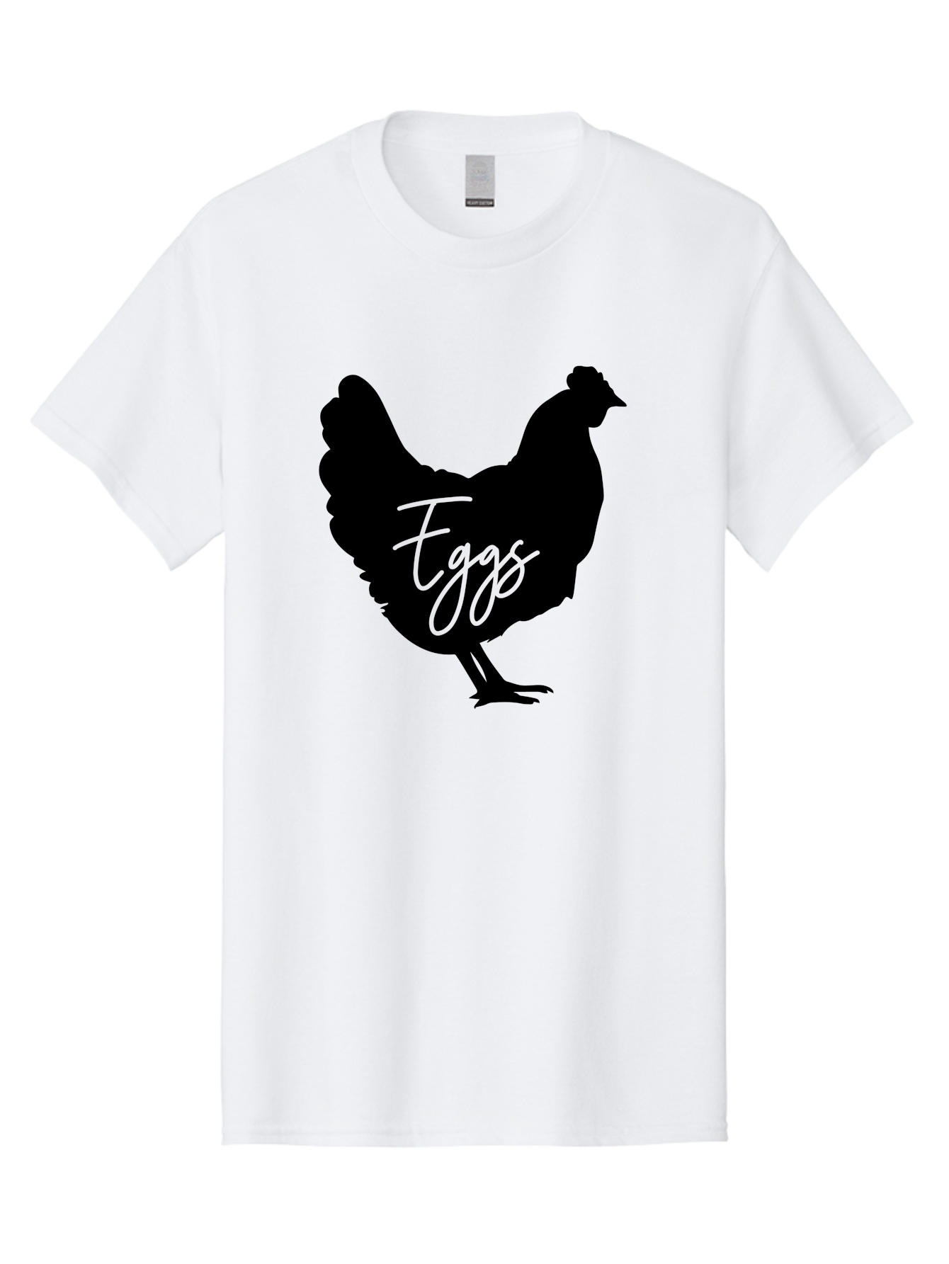 Eggs Men'S Graphic Tee, 100% Cotton, Comfortable Casual Summer Wear, Machine Washable, Black Chicken Silhouette, Egg Production Logo, Poultry Farm Graphics, Chicken Illustration, Eggs Text Overlay, Farm Fresh Eggs, Simple Design Elements, Aab573