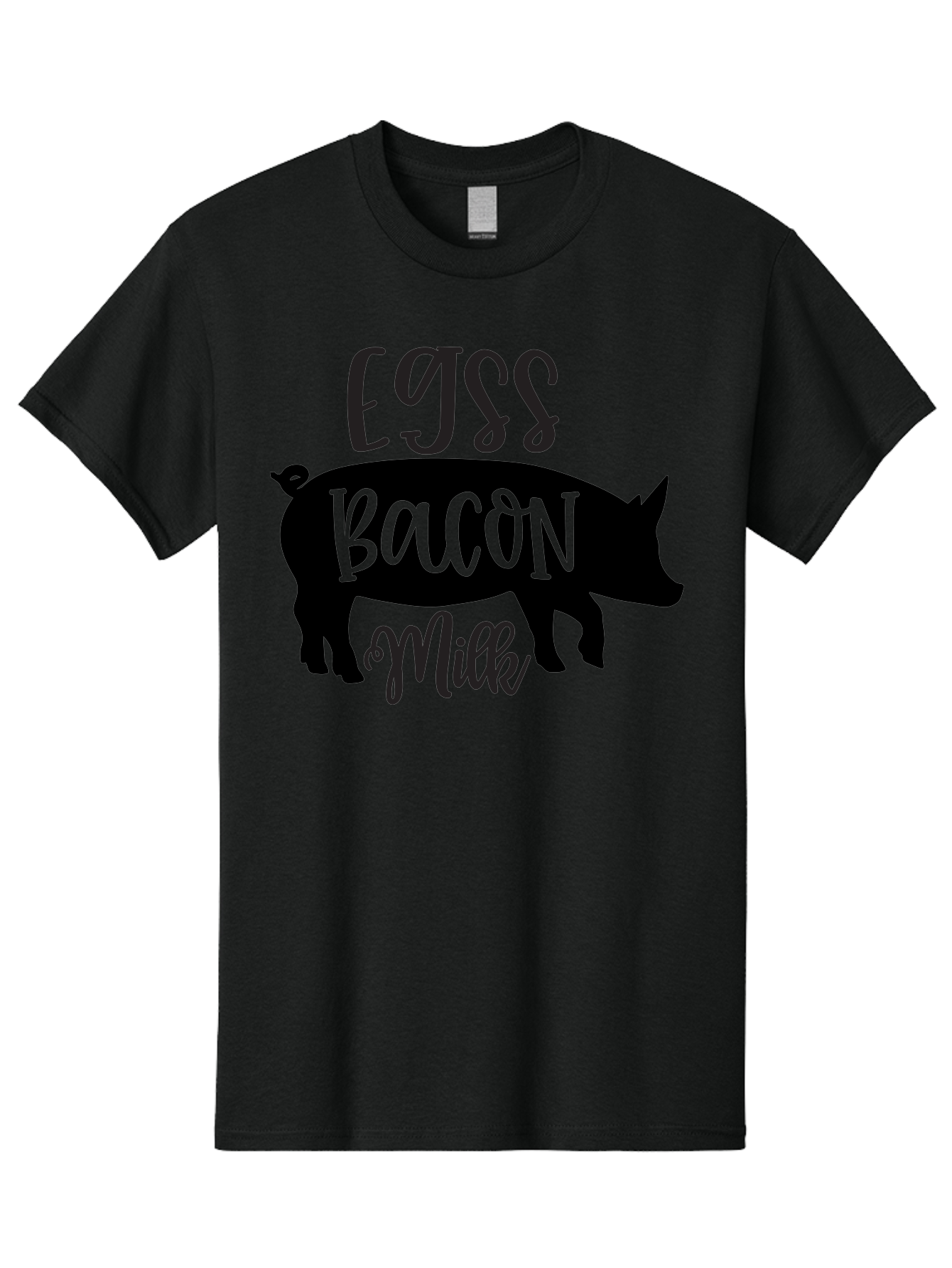 Egjss-Bacon-Milk Men'S Graphic Tee, 100% Cotton, Comfortable Casual Summer Wear, Machine Washable, Eggs, Bacon, Milk, Pig Silhouette, Farm Fresh, Dairy Products, Breakfast Foods, Savory Delights, Farm-To-Table Aab574