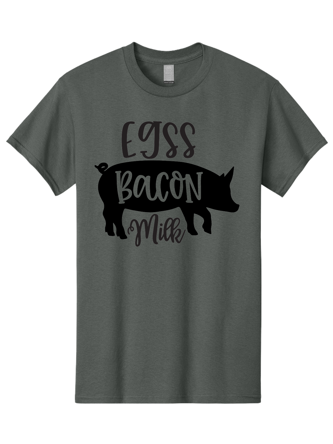 Egjss-Bacon-Milk Men'S Graphic Tee, 100% Cotton, Comfortable Casual Summer Wear, Machine Washable, Eggs, Bacon, Milk, Pig Silhouette, Farm Fresh, Dairy Products, Breakfast Foods, Savory Delights, Farm-To-Table Aab574