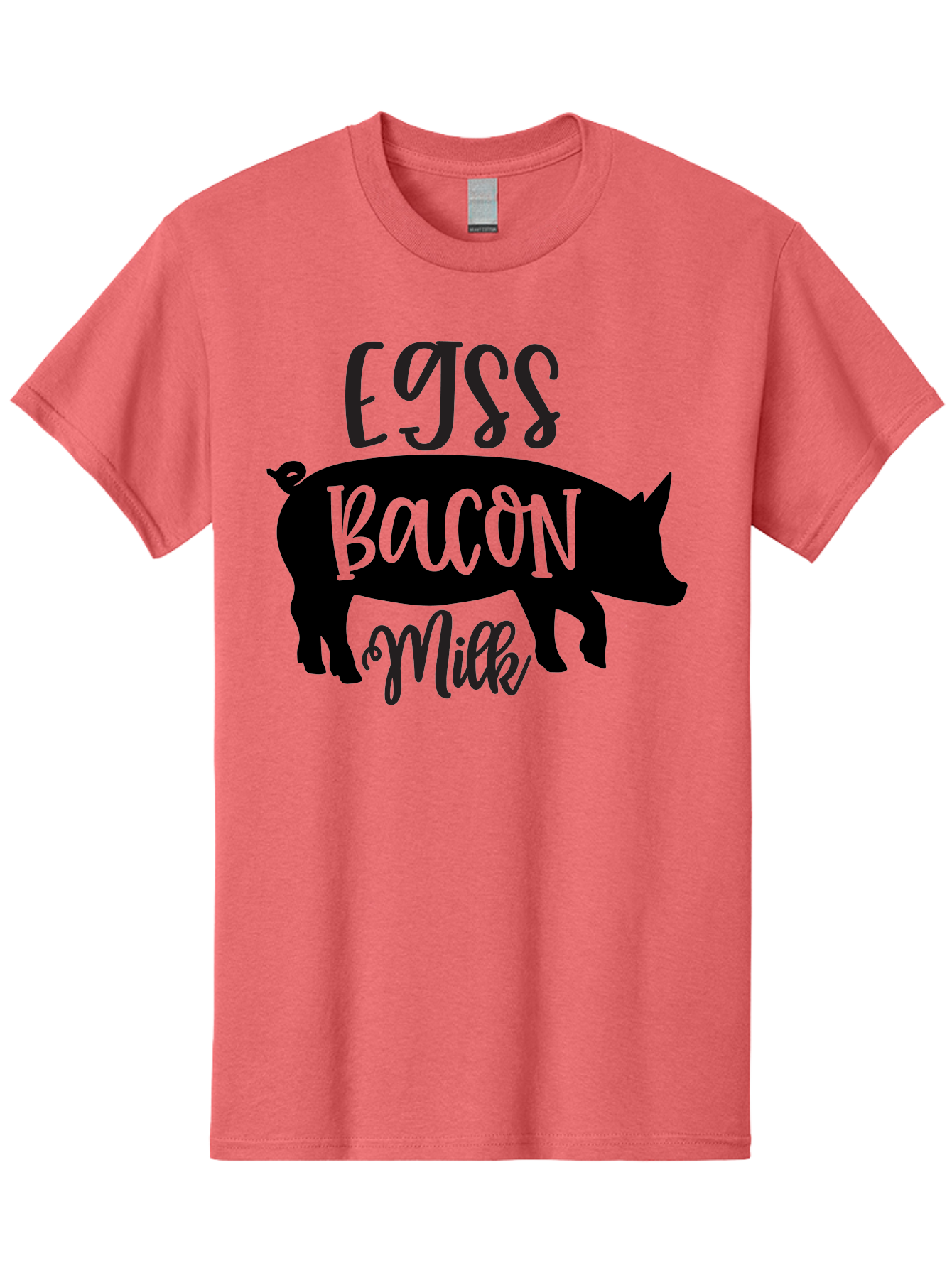 Egjss-Bacon-Milk Men'S Graphic Tee, 100% Cotton, Comfortable Casual Summer Wear, Machine Washable, Eggs, Bacon, Milk, Pig Silhouette, Farm Fresh, Dairy Products, Breakfast Foods, Savory Delights, Farm-To-Table Aab574