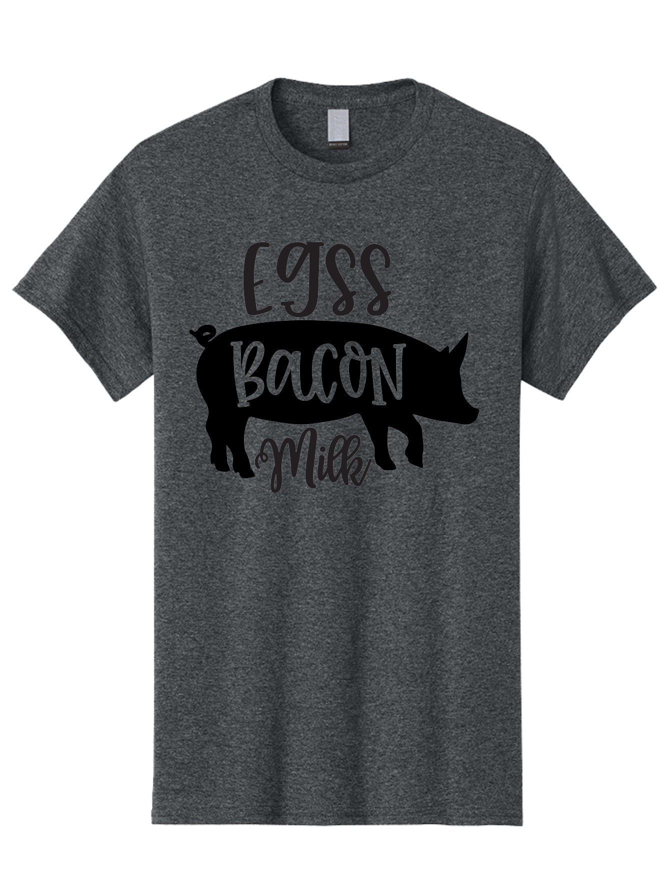 Egjss-Bacon-Milk Men'S Graphic Tee, 100% Cotton, Comfortable Casual Summer Wear, Machine Washable, Eggs, Bacon, Milk, Pig Silhouette, Farm Fresh, Dairy Products, Breakfast Foods, Savory Delights, Farm-To-Table Aab574