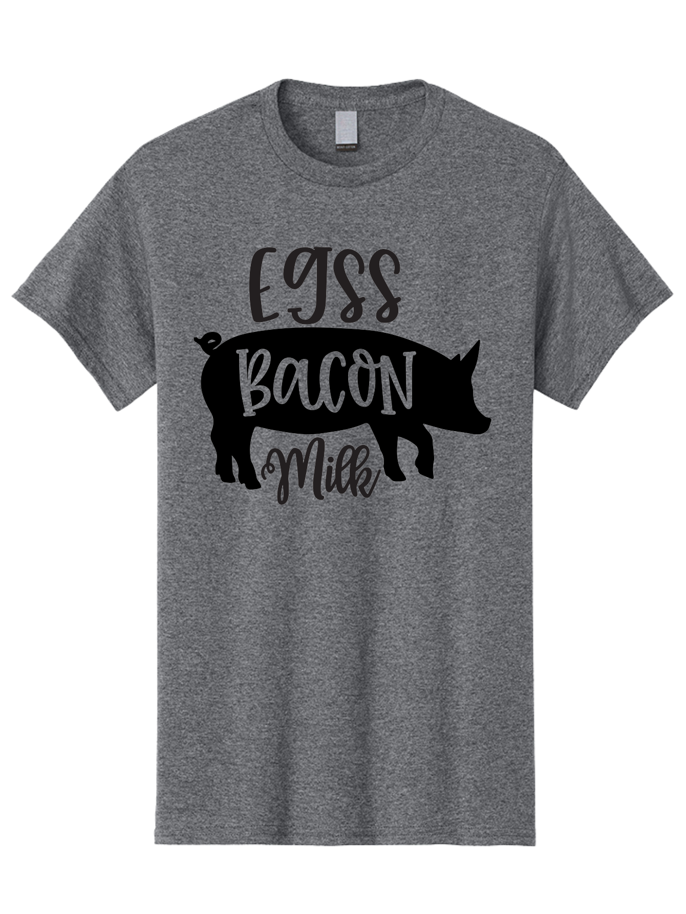Egjss-Bacon-Milk Men'S Graphic Tee, 100% Cotton, Comfortable Casual Summer Wear, Machine Washable, Eggs, Bacon, Milk, Pig Silhouette, Farm Fresh, Dairy Products, Breakfast Foods, Savory Delights, Farm-To-Table Aab574