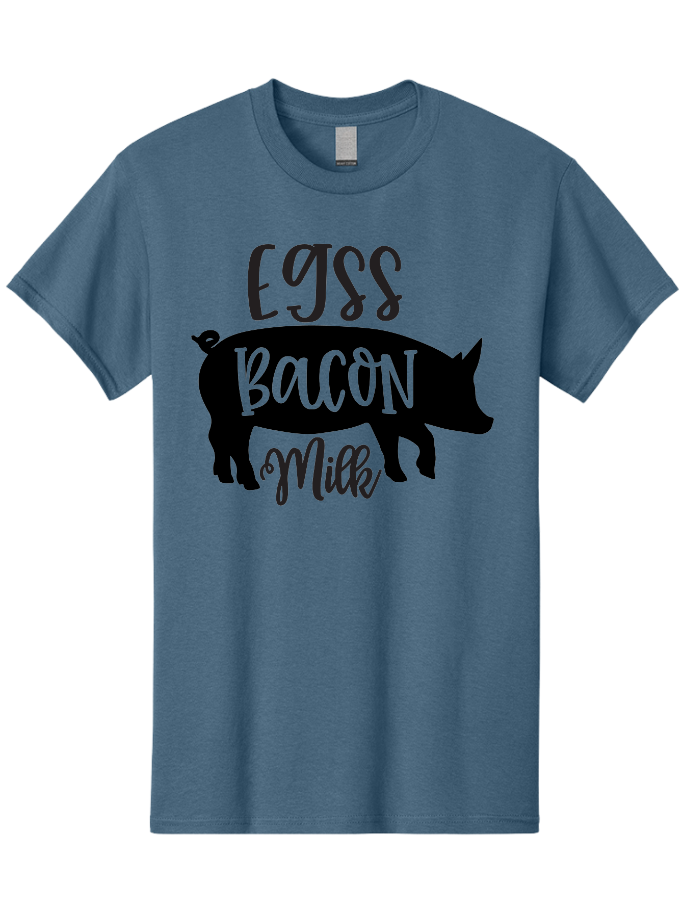 Egjss-Bacon-Milk Men'S Graphic Tee, 100% Cotton, Comfortable Casual Summer Wear, Machine Washable, Eggs, Bacon, Milk, Pig Silhouette, Farm Fresh, Dairy Products, Breakfast Foods, Savory Delights, Farm-To-Table Aab574