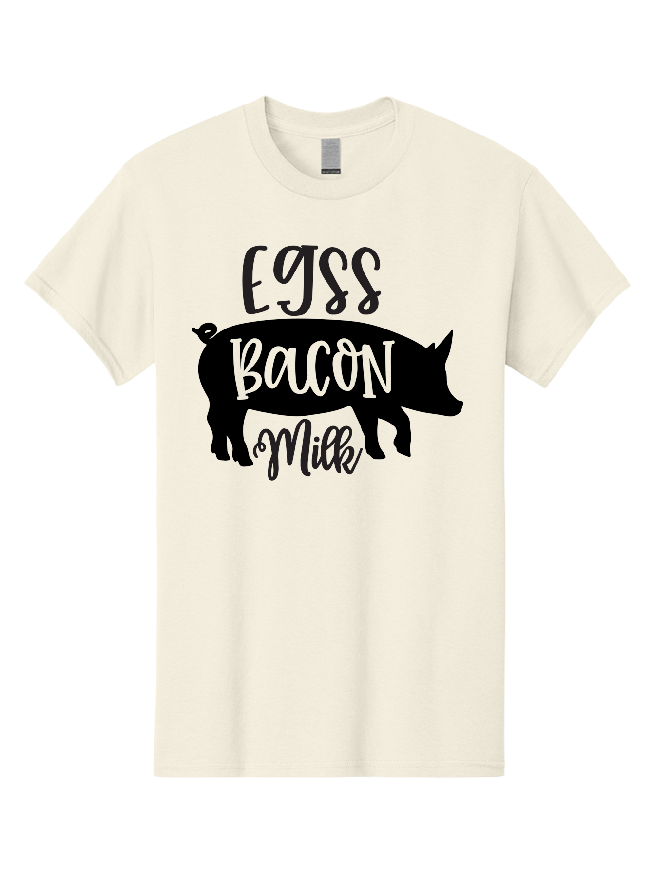 Egjss-Bacon-Milk Men'S Graphic Tee, 100% Cotton, Comfortable Casual Summer Wear, Machine Washable, Eggs, Bacon, Milk, Pig Silhouette, Farm Fresh, Dairy Products, Breakfast Foods, Savory Delights, Farm-To-Table Aab574