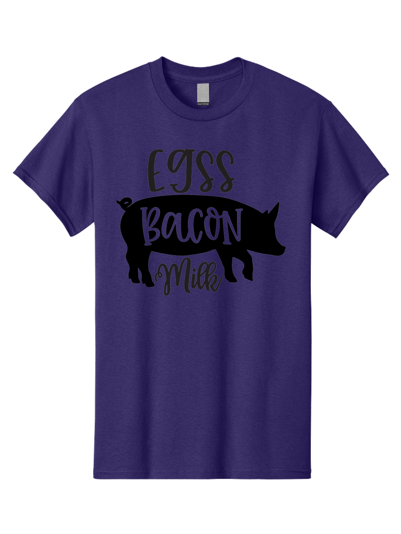 Egjss-Bacon-Milk Men'S Graphic Tee, 100% Cotton, Comfortable Casual Summer Wear, Machine Washable, Eggs, Bacon, Milk, Pig Silhouette, Farm Fresh, Dairy Products, Breakfast Foods, Savory Delights, Farm-To-Table Aab574