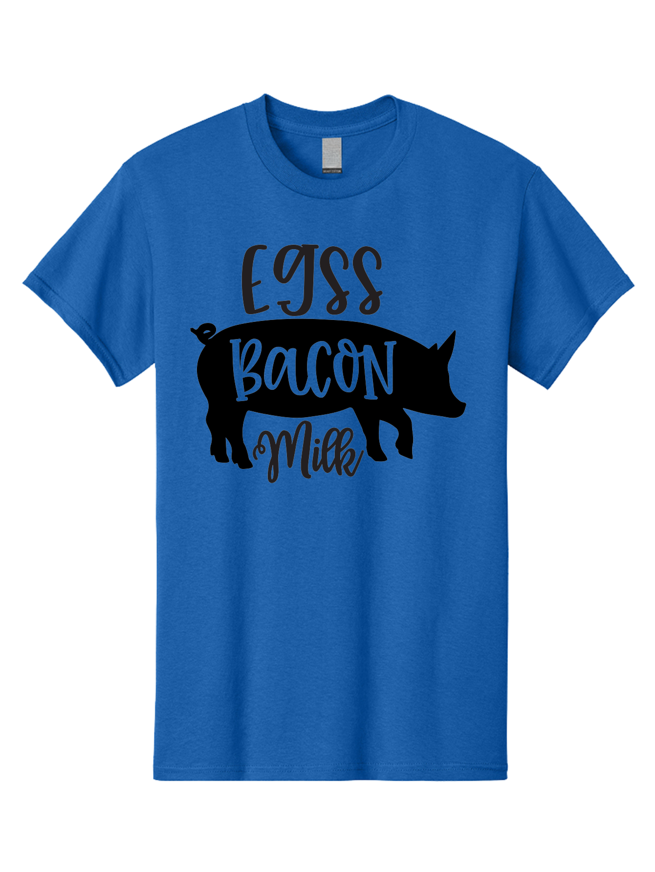 Egjss-Bacon-Milk Men'S Graphic Tee, 100% Cotton, Comfortable Casual Summer Wear, Machine Washable, Eggs, Bacon, Milk, Pig Silhouette, Farm Fresh, Dairy Products, Breakfast Foods, Savory Delights, Farm-To-Table Aab574