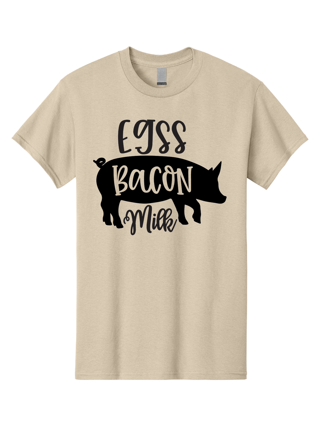 Egjss-Bacon-Milk Men'S Graphic Tee, 100% Cotton, Comfortable Casual Summer Wear, Machine Washable, Eggs, Bacon, Milk, Pig Silhouette, Farm Fresh, Dairy Products, Breakfast Foods, Savory Delights, Farm-To-Table Aab574