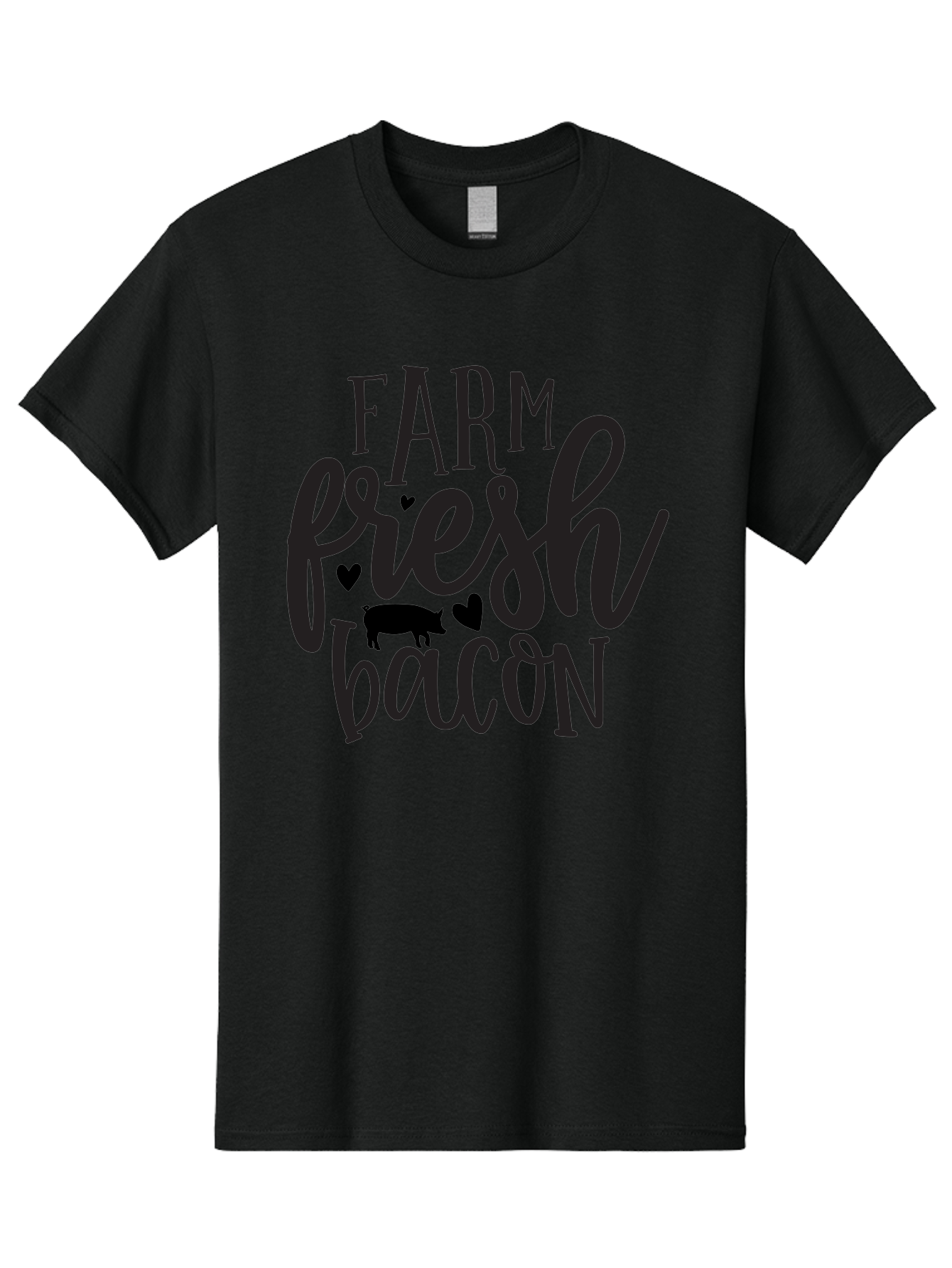 Farm-Fresh-Bacon Men'S Graphic Tee, 100% Cotton, Comfortable Casual Summer Wear, Machine Washable, Farm Fresh Bacon, Farm Food, Fresh Meat, Farm To Table, Bacon Lover, Pig Silhouette, Foodie Graphics, Kitchen Decor, Rustic Charm Aab575