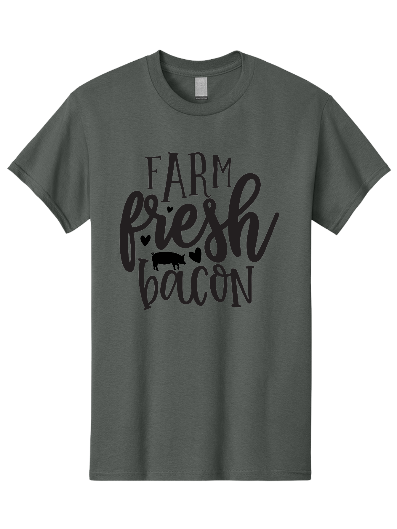Farm-Fresh-Bacon Men'S Graphic Tee, 100% Cotton, Comfortable Casual Summer Wear, Machine Washable, Farm Fresh Bacon, Farm Food, Fresh Meat, Farm To Table, Bacon Lover, Pig Silhouette, Foodie Graphics, Kitchen Decor, Rustic Charm Aab575