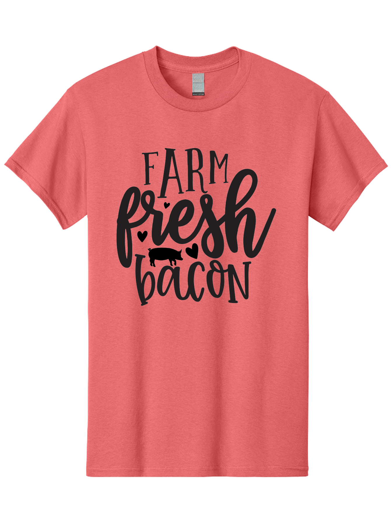 Farm-Fresh-Bacon Men'S Graphic Tee, 100% Cotton, Comfortable Casual Summer Wear, Machine Washable, Farm Fresh Bacon, Farm Food, Fresh Meat, Farm To Table, Bacon Lover, Pig Silhouette, Foodie Graphics, Kitchen Decor, Rustic Charm Aab575