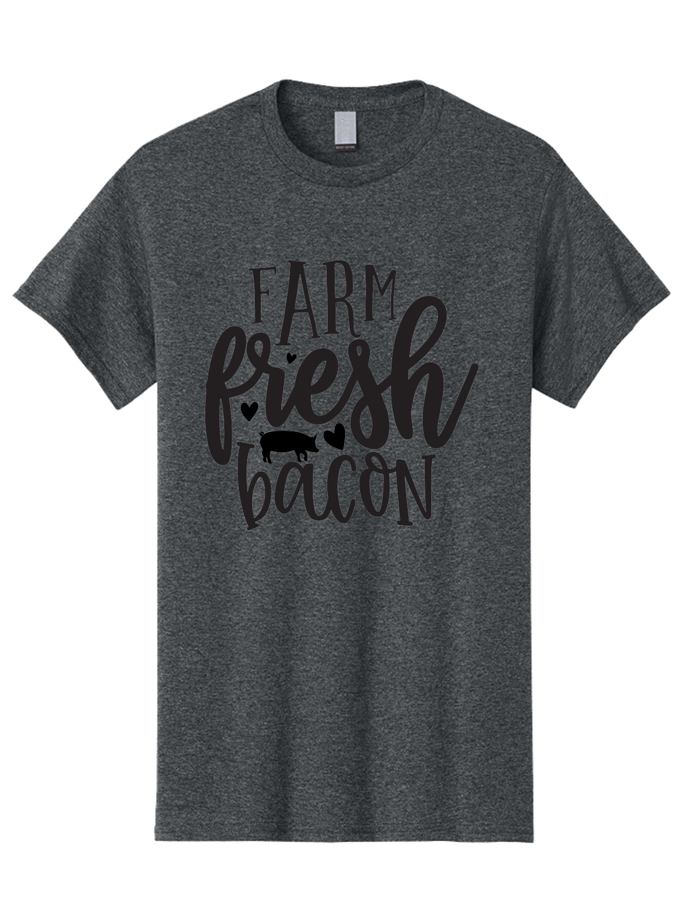 Farm-Fresh-Bacon Men'S Graphic Tee, 100% Cotton, Comfortable Casual Summer Wear, Machine Washable, Farm Fresh Bacon, Farm Food, Fresh Meat, Farm To Table, Bacon Lover, Pig Silhouette, Foodie Graphics, Kitchen Decor, Rustic Charm Aab575