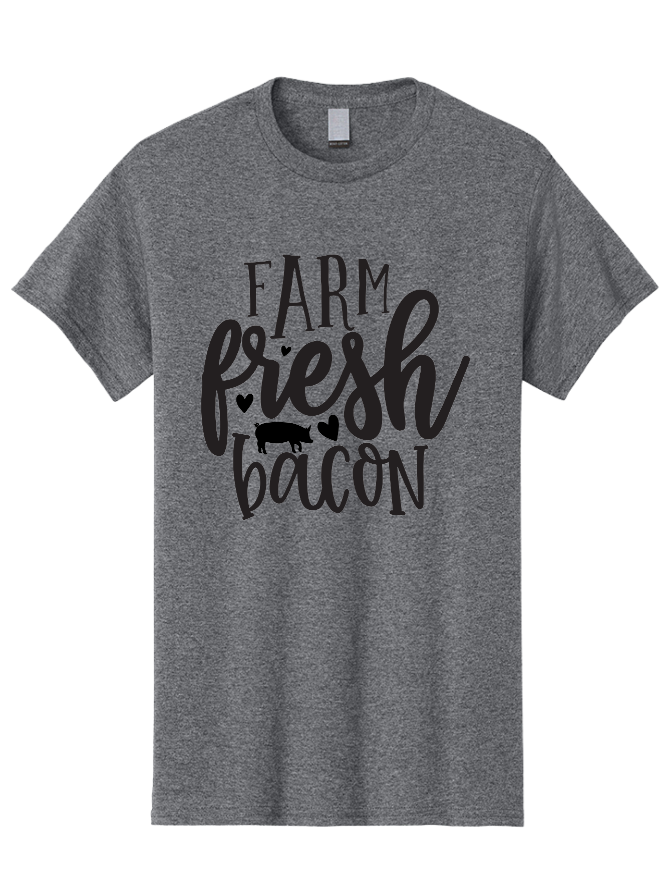 Farm-Fresh-Bacon Men'S Graphic Tee, 100% Cotton, Comfortable Casual Summer Wear, Machine Washable, Farm Fresh Bacon, Farm Food, Fresh Meat, Farm To Table, Bacon Lover, Pig Silhouette, Foodie Graphics, Kitchen Decor, Rustic Charm Aab575