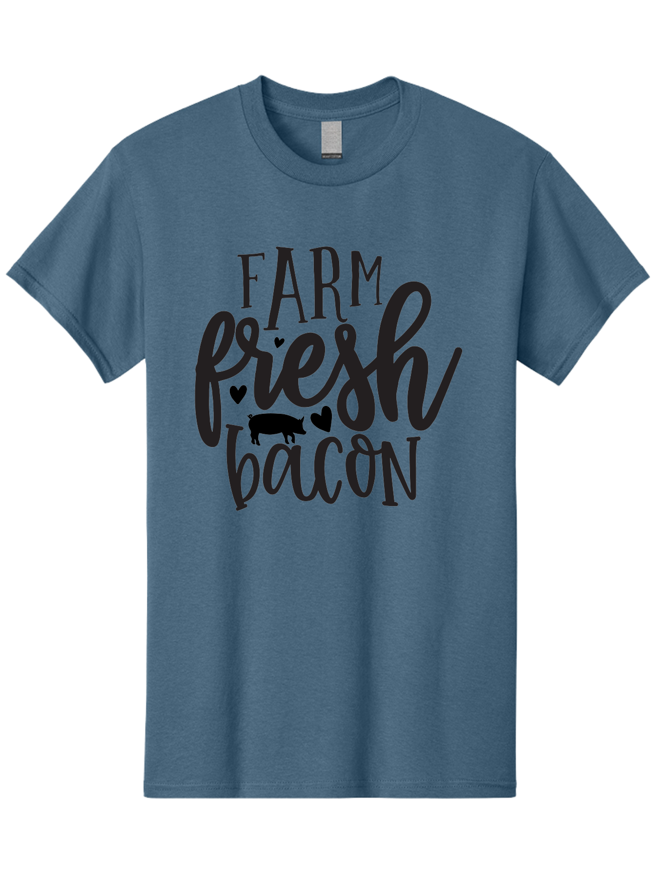 Farm-Fresh-Bacon Men'S Graphic Tee, 100% Cotton, Comfortable Casual Summer Wear, Machine Washable, Farm Fresh Bacon, Farm Food, Fresh Meat, Farm To Table, Bacon Lover, Pig Silhouette, Foodie Graphics, Kitchen Decor, Rustic Charm Aab575