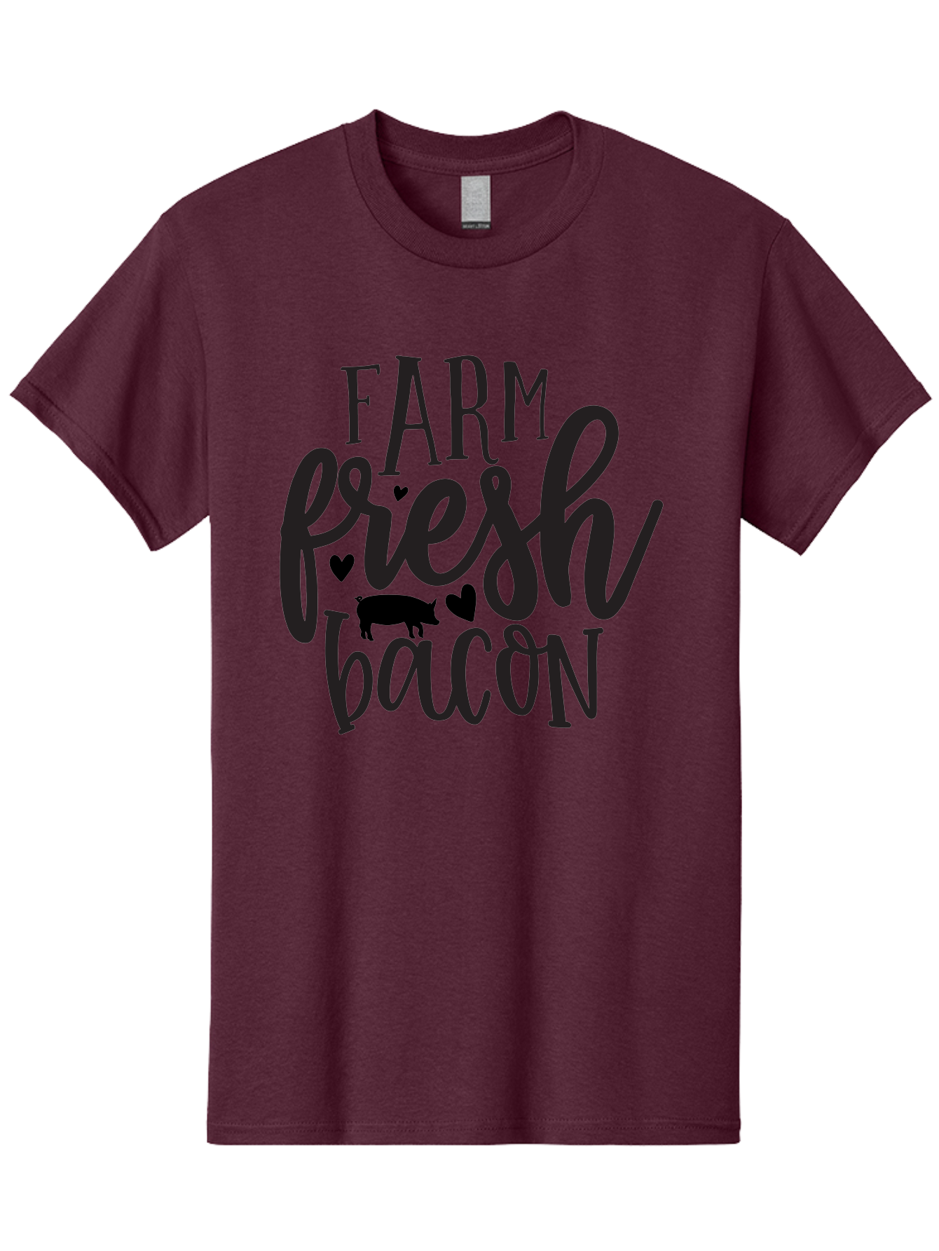 Farm-Fresh-Bacon Men'S Graphic Tee, 100% Cotton, Comfortable Casual Summer Wear, Machine Washable, Farm Fresh Bacon, Farm Food, Fresh Meat, Farm To Table, Bacon Lover, Pig Silhouette, Foodie Graphics, Kitchen Decor, Rustic Charm Aab575