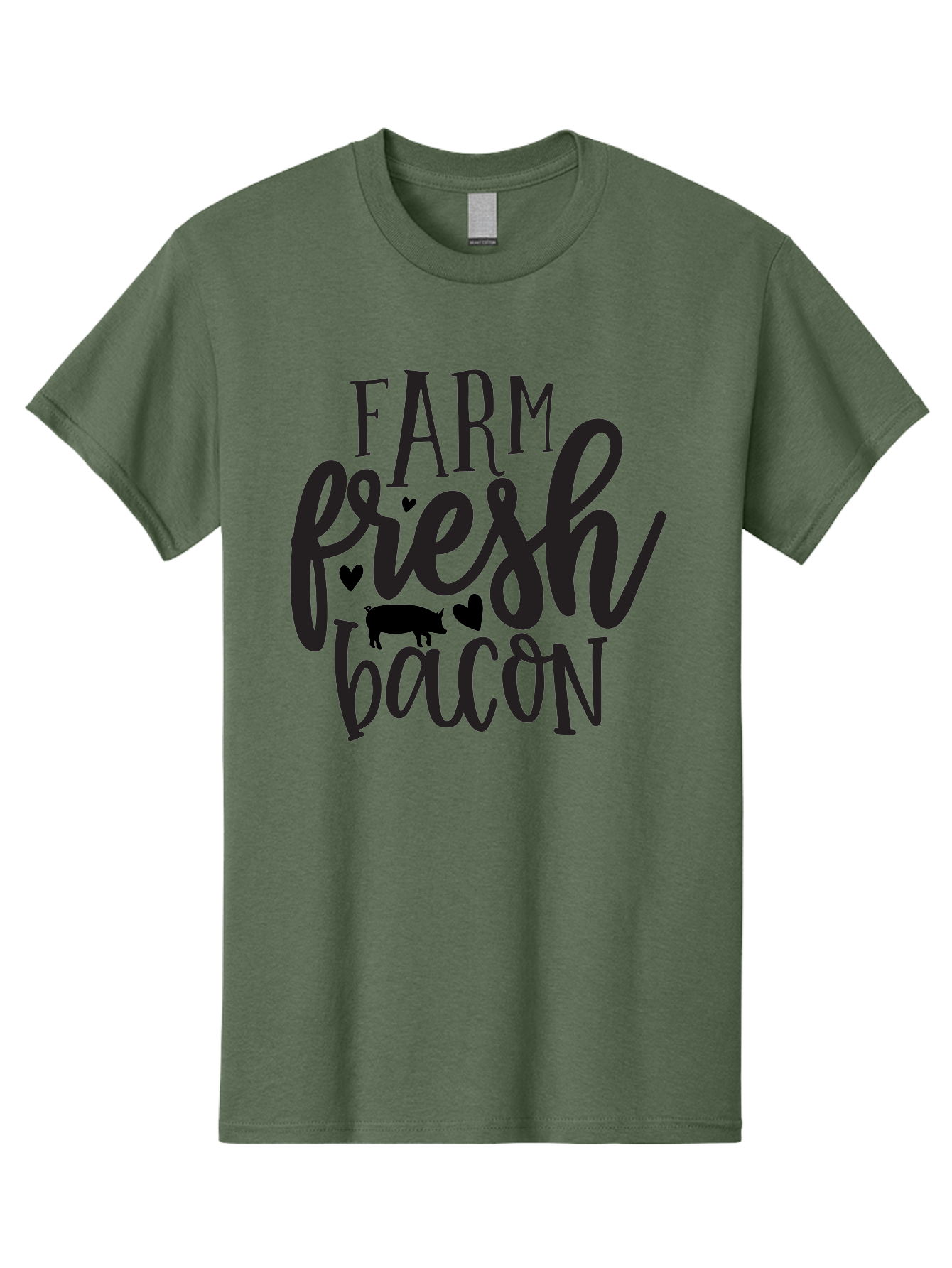 Farm-Fresh-Bacon Men'S Graphic Tee, 100% Cotton, Comfortable Casual Summer Wear, Machine Washable, Farm Fresh Bacon, Farm Food, Fresh Meat, Farm To Table, Bacon Lover, Pig Silhouette, Foodie Graphics, Kitchen Decor, Rustic Charm Aab575