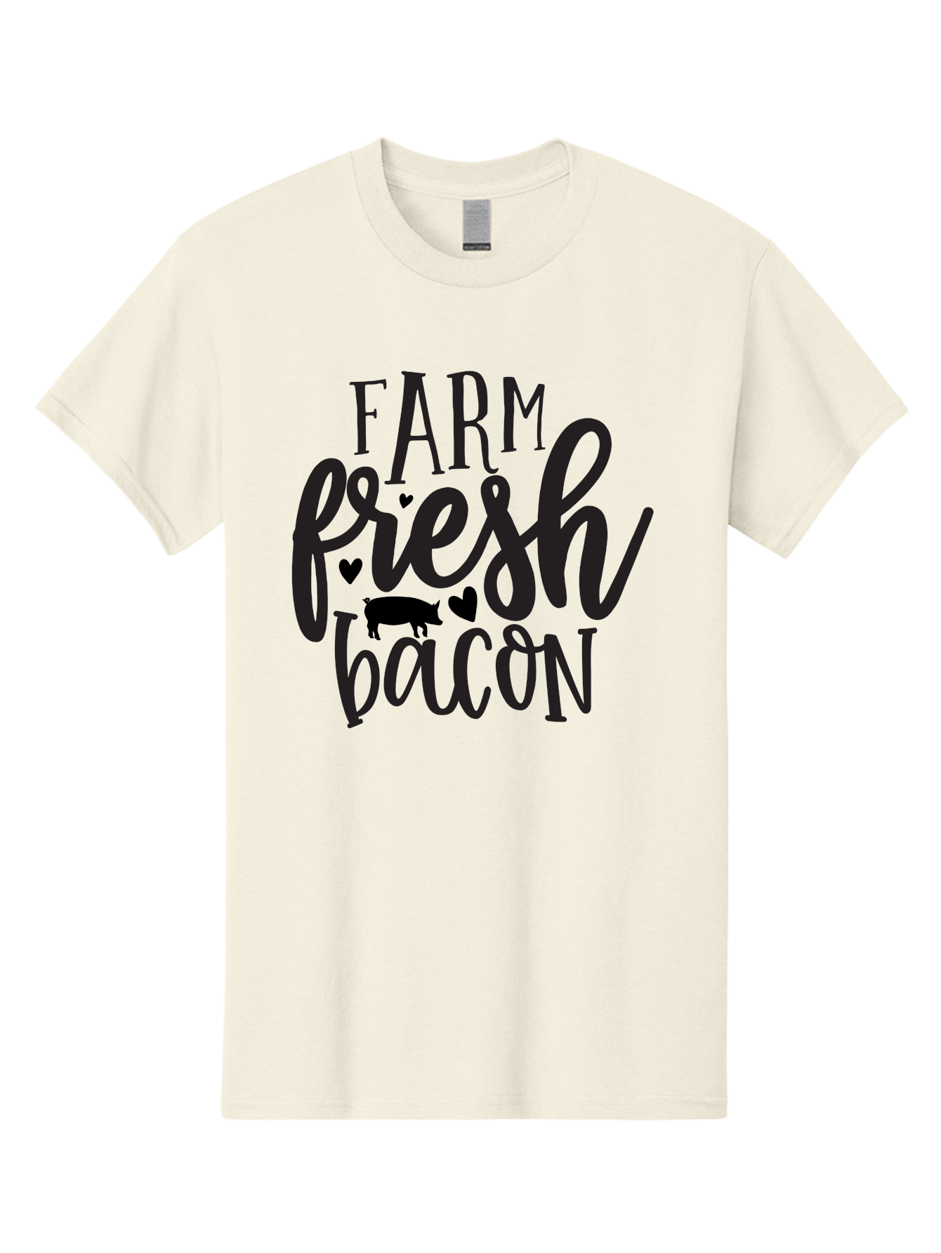 Farm-Fresh-Bacon Men'S Graphic Tee, 100% Cotton, Comfortable Casual Summer Wear, Machine Washable, Farm Fresh Bacon, Farm Food, Fresh Meat, Farm To Table, Bacon Lover, Pig Silhouette, Foodie Graphics, Kitchen Decor, Rustic Charm Aab575