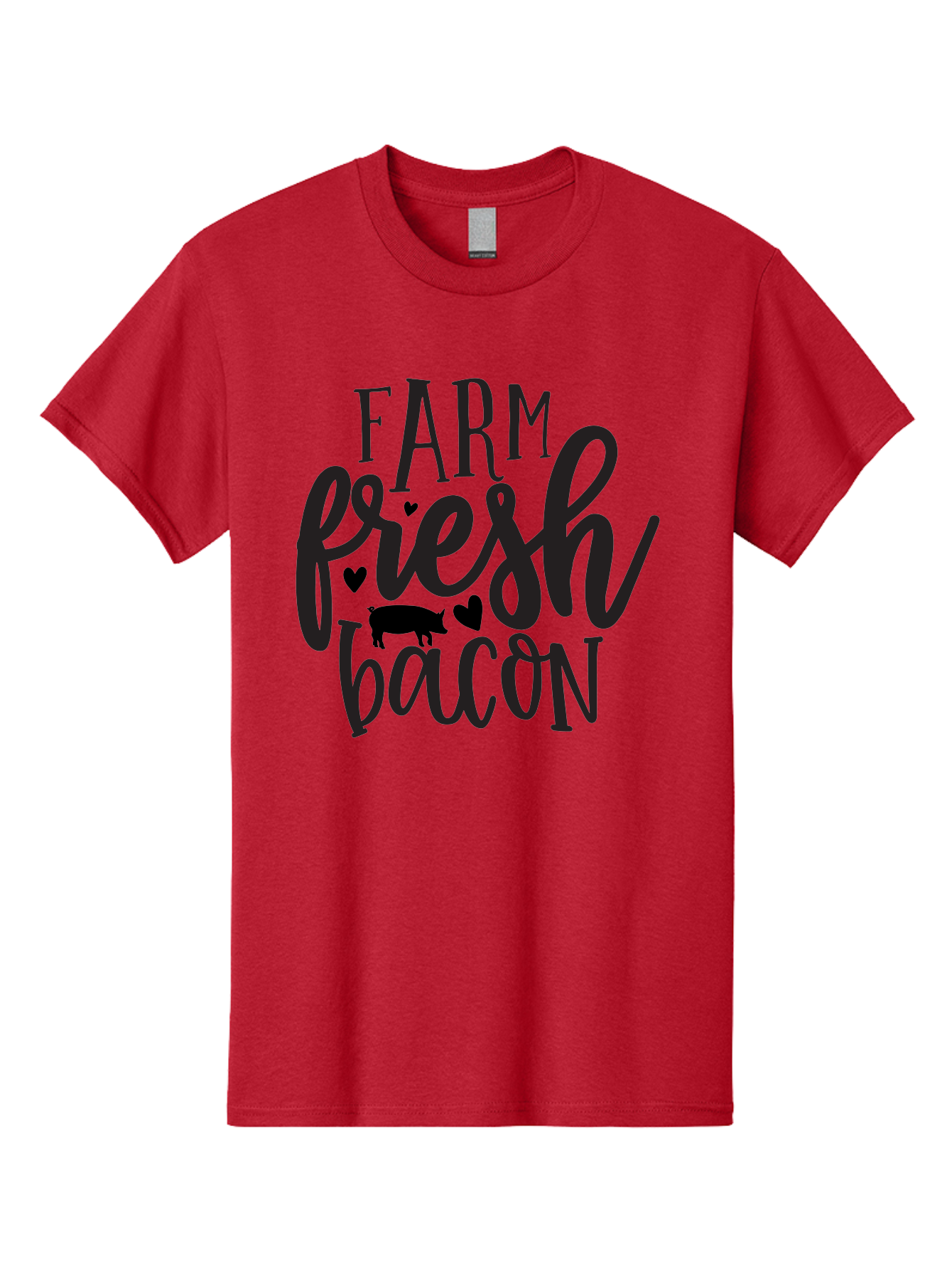 Farm-Fresh-Bacon Men'S Graphic Tee, 100% Cotton, Comfortable Casual Summer Wear, Machine Washable, Farm Fresh Bacon, Farm Food, Fresh Meat, Farm To Table, Bacon Lover, Pig Silhouette, Foodie Graphics, Kitchen Decor, Rustic Charm Aab575