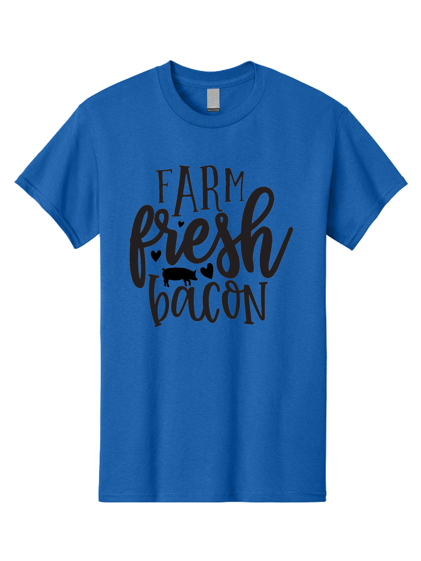 Farm-Fresh-Bacon Men'S Graphic Tee, 100% Cotton, Comfortable Casual Summer Wear, Machine Washable, Farm Fresh Bacon, Farm Food, Fresh Meat, Farm To Table, Bacon Lover, Pig Silhouette, Foodie Graphics, Kitchen Decor, Rustic Charm Aab575