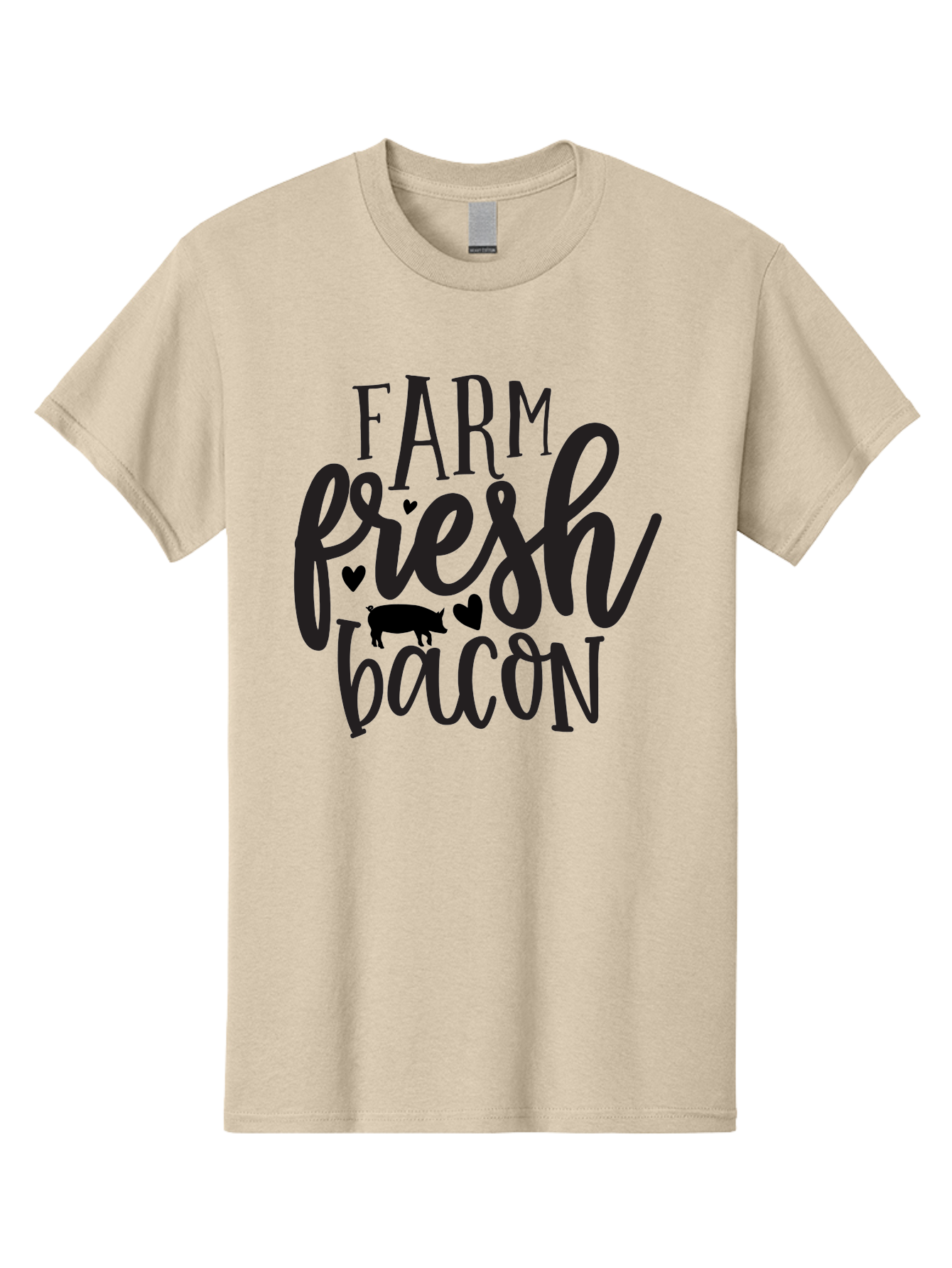 Farm-Fresh-Bacon Men'S Graphic Tee, 100% Cotton, Comfortable Casual Summer Wear, Machine Washable, Farm Fresh Bacon, Farm Food, Fresh Meat, Farm To Table, Bacon Lover, Pig Silhouette, Foodie Graphics, Kitchen Decor, Rustic Charm Aab575