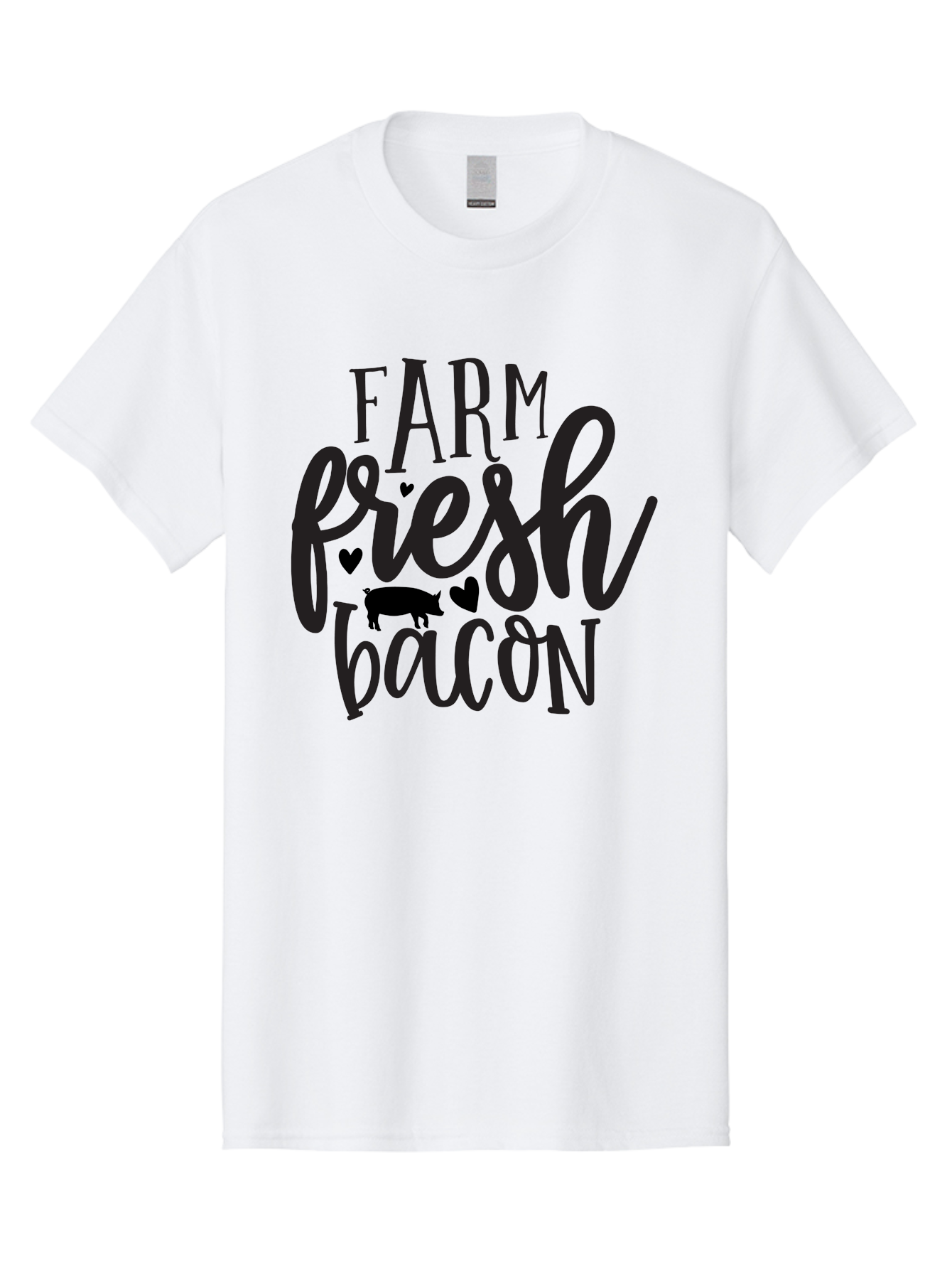 Farm-Fresh-Bacon Men'S Graphic Tee, 100% Cotton, Comfortable Casual Summer Wear, Machine Washable, Farm Fresh Bacon, Farm Food, Fresh Meat, Farm To Table, Bacon Lover, Pig Silhouette, Foodie Graphics, Kitchen Decor, Rustic Charm Aab575