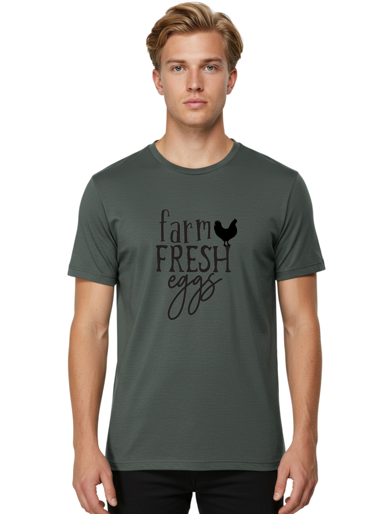Farm-Fresh-Eggs-1 Men'S Graphic Tee, 100% Cotton, Comfortable Casual Summer Wear, Machine Washable, Farm Fresh Eggs, Farm To Table, Organic Eggs, Local Produce, Healthy Eating, Natural Food, Rustic Charm, Chicken Farm, Egg Farm Aab576
