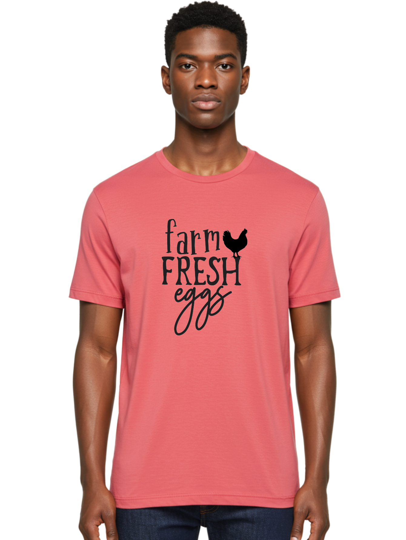 Farm-Fresh-Eggs-1 Men'S Graphic Tee, 100% Cotton, Comfortable Casual Summer Wear, Machine Washable, Farm Fresh Eggs, Farm To Table, Organic Eggs, Local Produce, Healthy Eating, Natural Food, Rustic Charm, Chicken Farm, Egg Farm Aab576
