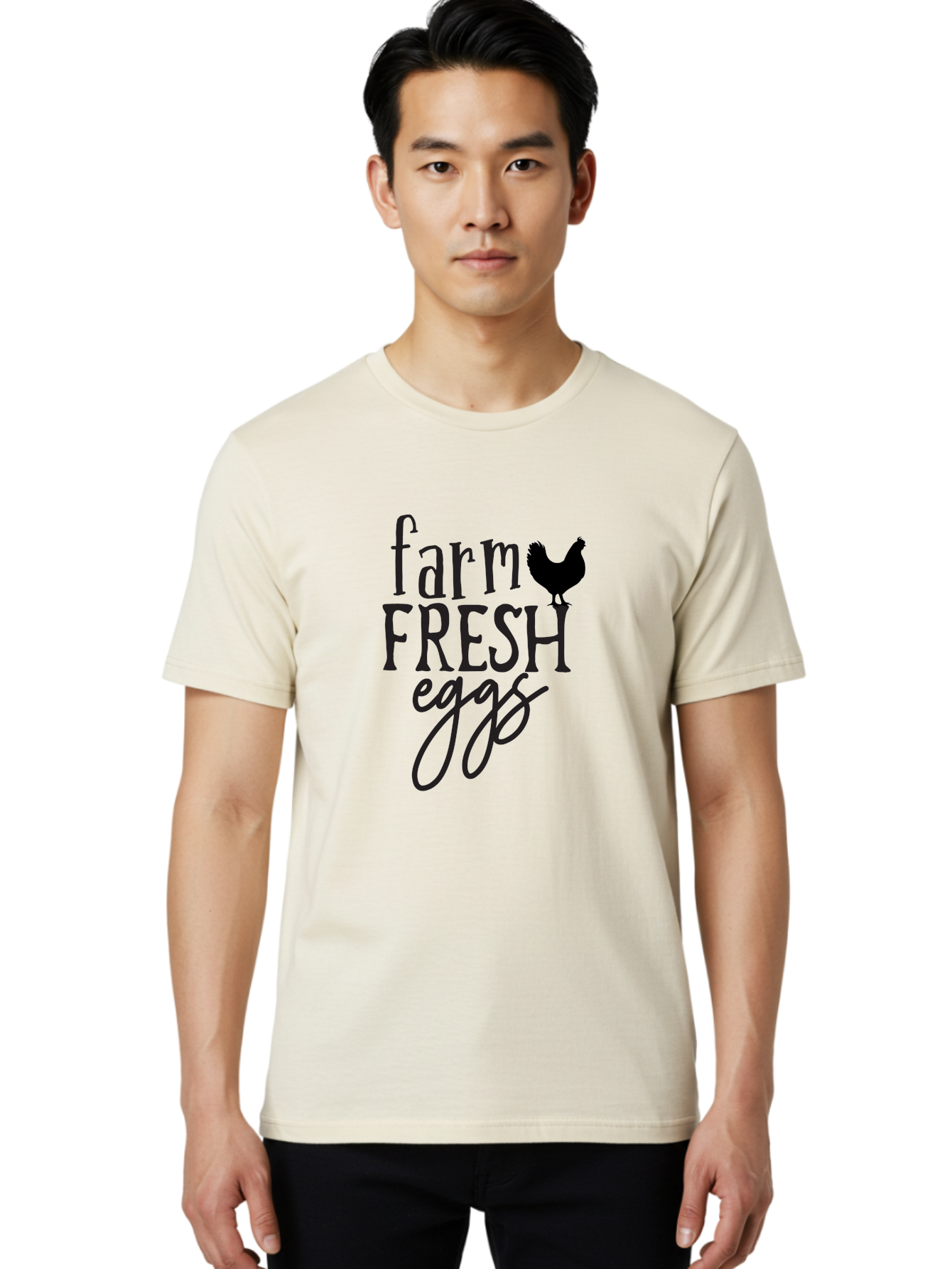 Farm-Fresh-Eggs-1 Men'S Graphic Tee, 100% Cotton, Comfortable Casual Summer Wear, Machine Washable, Farm Fresh Eggs, Farm To Table, Organic Eggs, Local Produce, Healthy Eating, Natural Food, Rustic Charm, Chicken Farm, Egg Farm Aab576