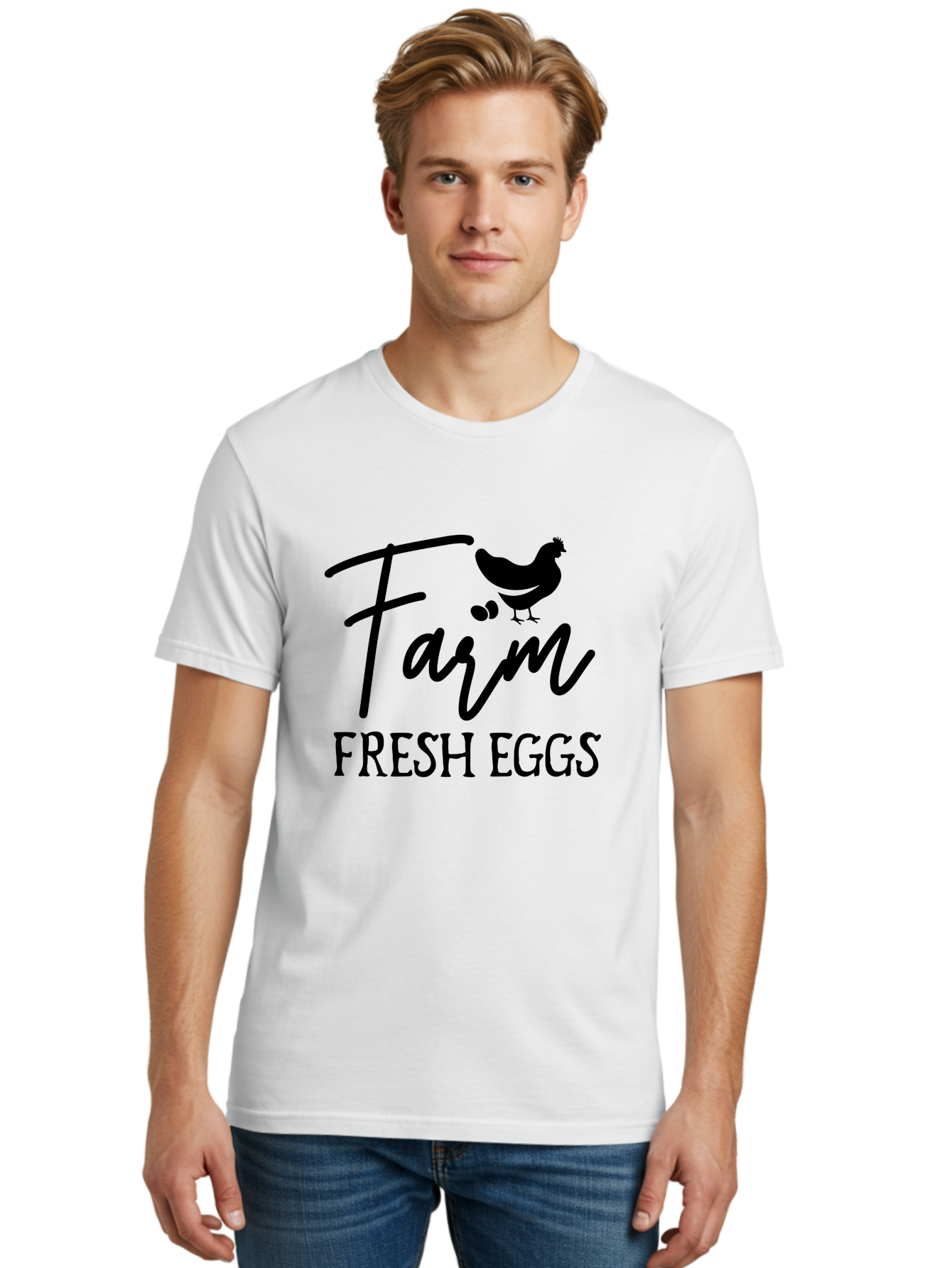 Farm-Fresh-Eggs Men'S Graphic Tee, 100% Cotton, Comfortable Casual Summer Wear, Machine Washable, Farm Fresh Eggs, Eggs, Farm, Fresh Produce, Farm Eggs, Farm Fresh Aab577