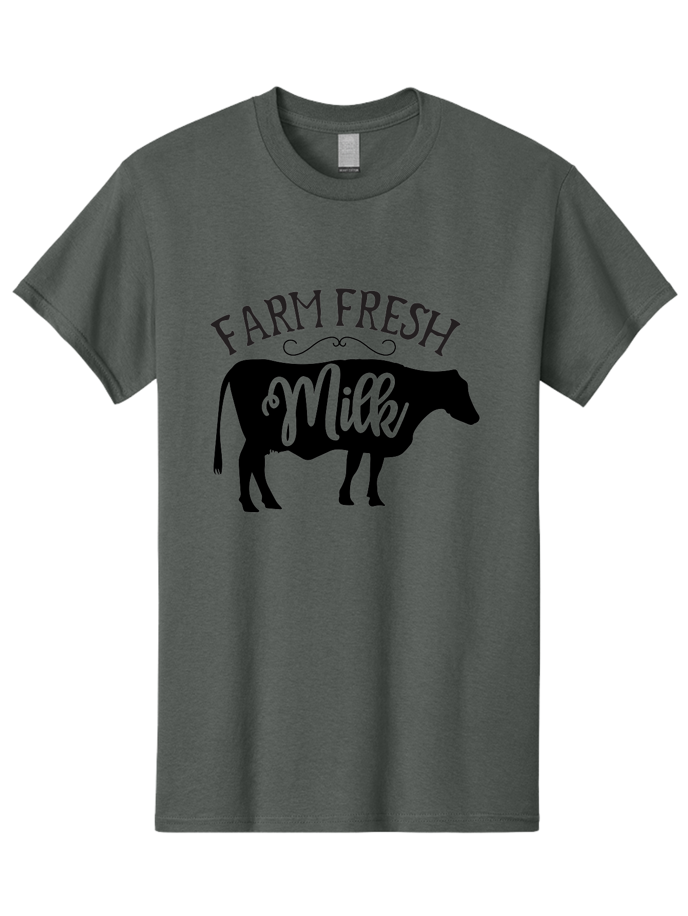 Farm-Fresh-Milk Men'S Graphic Tee, 100% Cotton, Comfortable Casual Summer Wear, Machine Washable, Cow Silhouette, Farm Fresh Milk, Dairy Products, Farm Produce, Milk Production, Agricultural Products, Fresh Milk, Farm Fresh Aab578