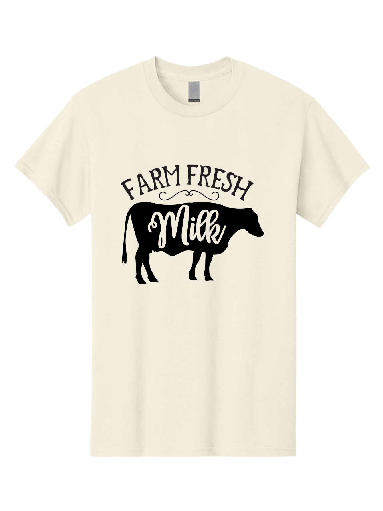 Farm-Fresh-Milk Men'S Graphic Tee, 100% Cotton, Comfortable Casual Summer Wear, Machine Washable, Cow Silhouette, Farm Fresh Milk, Dairy Products, Farm Produce, Milk Production, Agricultural Products, Fresh Milk, Farm Fresh Aab578