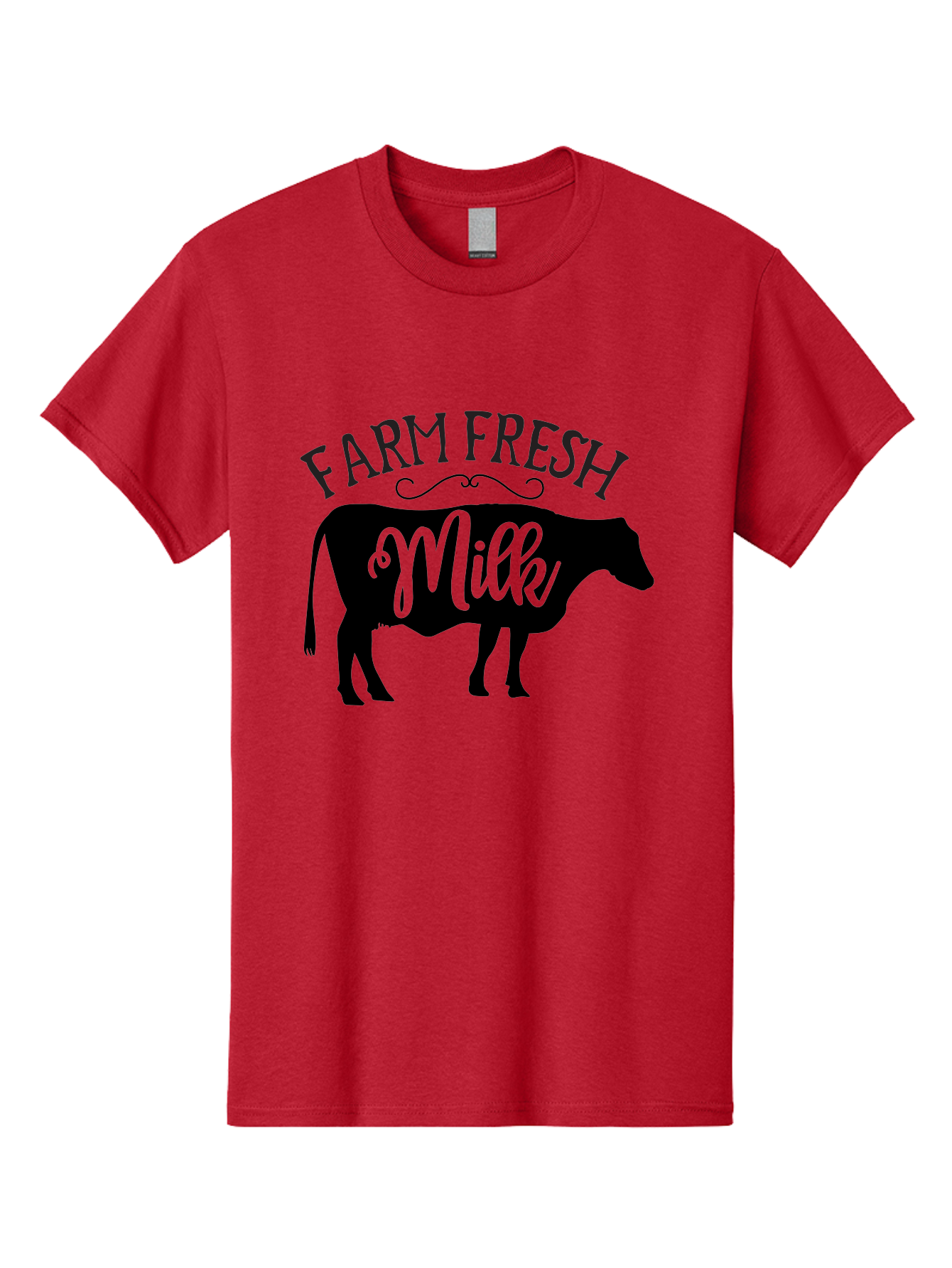 Farm-Fresh-Milk Men'S Graphic Tee, 100% Cotton, Comfortable Casual Summer Wear, Machine Washable, Cow Silhouette, Farm Fresh Milk, Dairy Products, Farm Produce, Milk Production, Agricultural Products, Fresh Milk, Farm Fresh Aab578