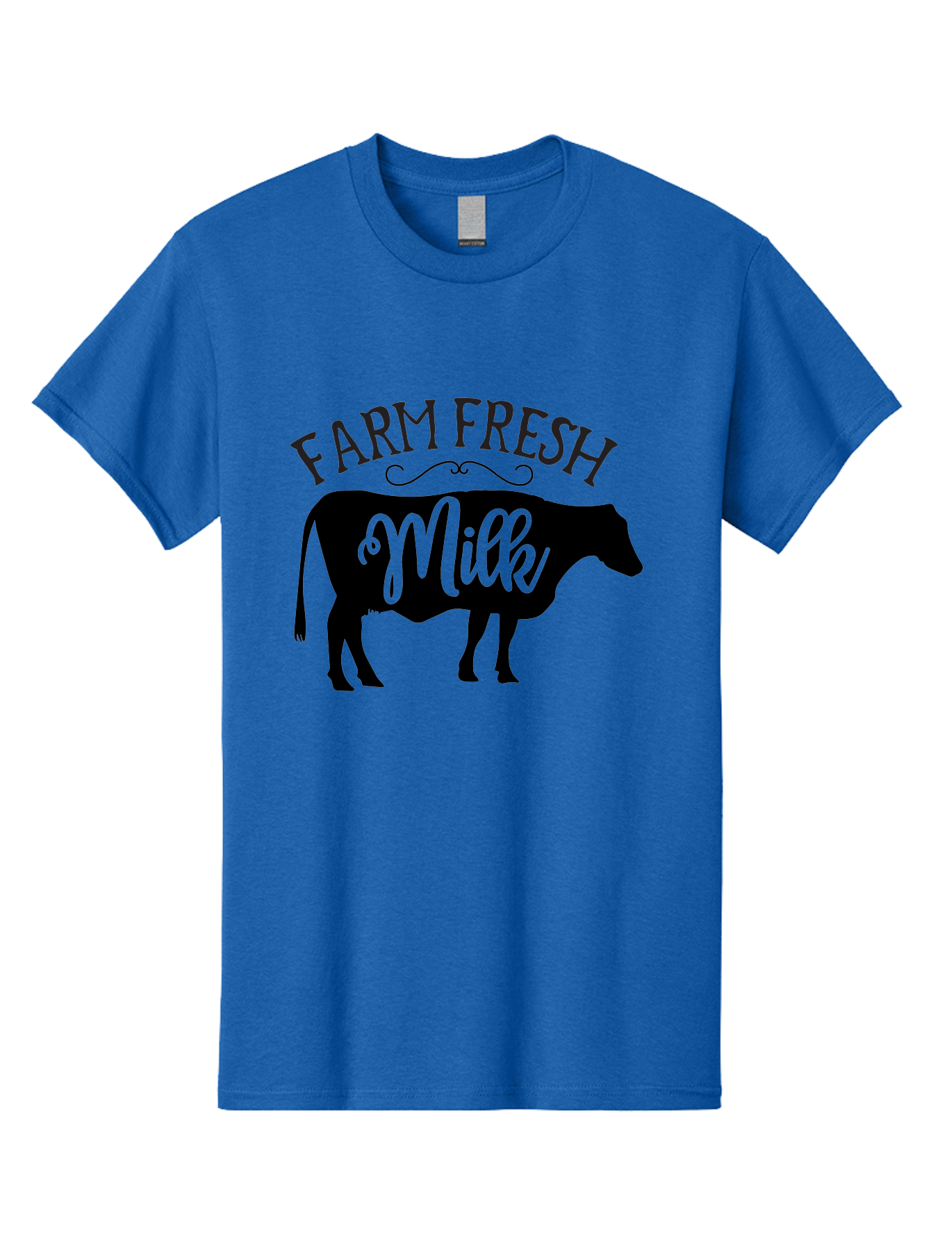 Farm-Fresh-Milk Men'S Graphic Tee, 100% Cotton, Comfortable Casual Summer Wear, Machine Washable, Cow Silhouette, Farm Fresh Milk, Dairy Products, Farm Produce, Milk Production, Agricultural Products, Fresh Milk, Farm Fresh Aab578