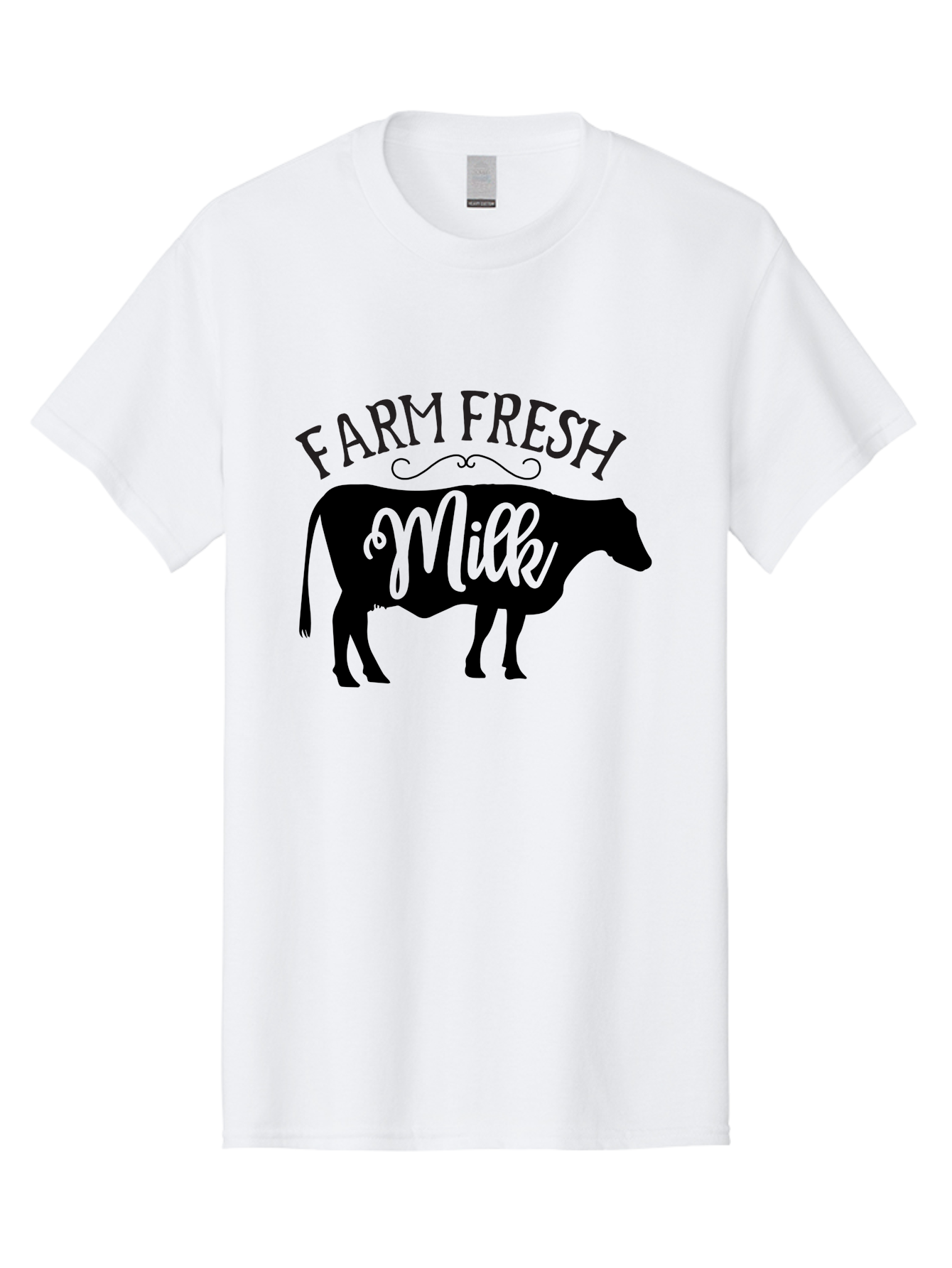Farm-Fresh-Milk Men'S Graphic Tee, 100% Cotton, Comfortable Casual Summer Wear, Machine Washable, Cow Silhouette, Farm Fresh Milk, Dairy Products, Farm Produce, Milk Production, Agricultural Products, Fresh Milk, Farm Fresh Aab578