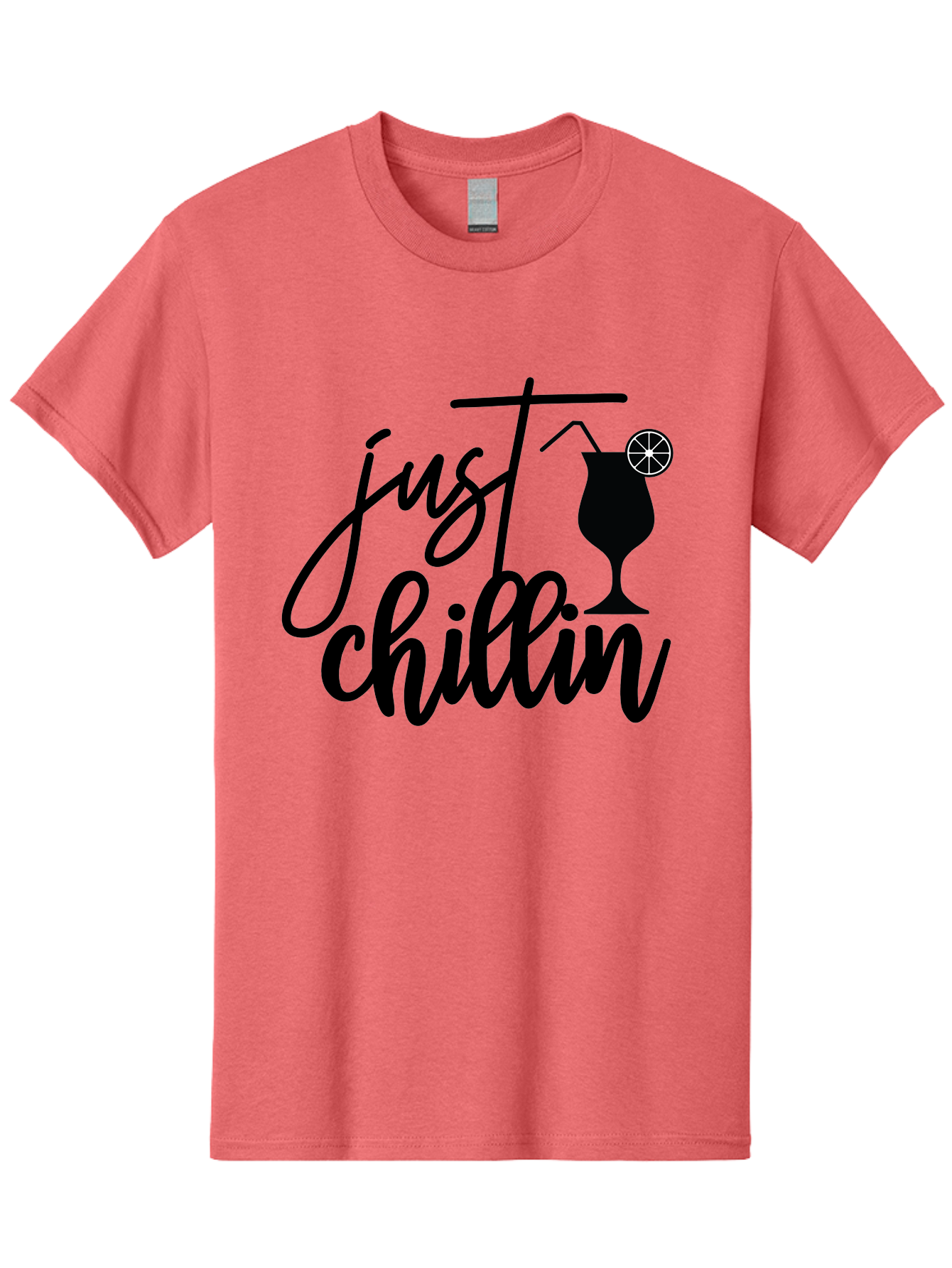 Just-Chillin Men'S Graphic Tee, 100% Cotton, Comfortable Casual Summer Wear, Machine Washable, Relaxation Mode, Chilling Vibes, Cocktail Culture, Refreshing Drinks, Laid-Back Atmosphere, Summer Fun, Happy Hour Aab583